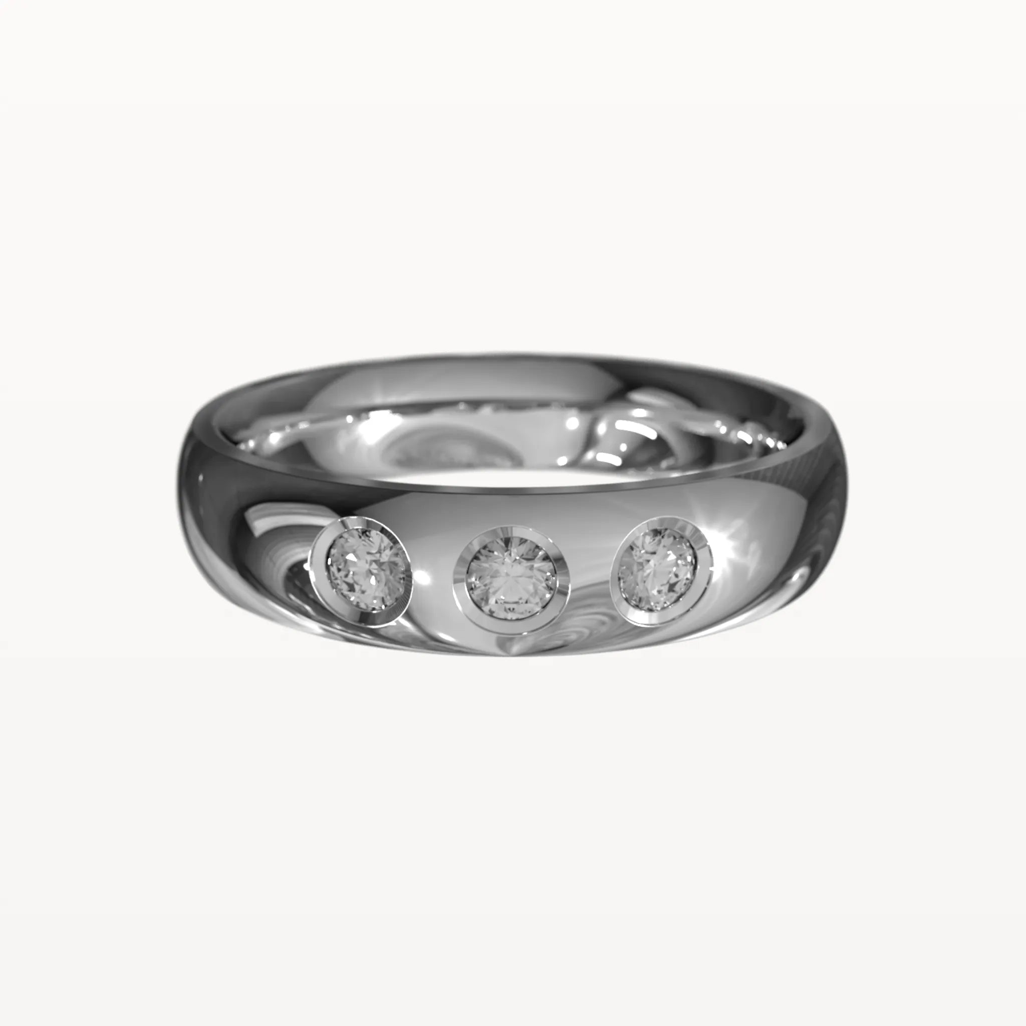 Half Round Trio Flush Set Diamond Band