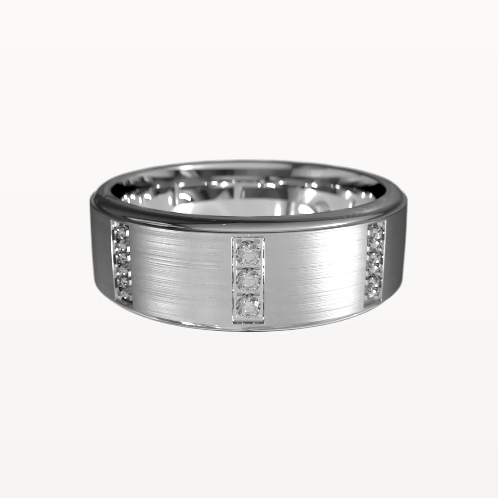 Diamond Parallel Panelled Brushed Band