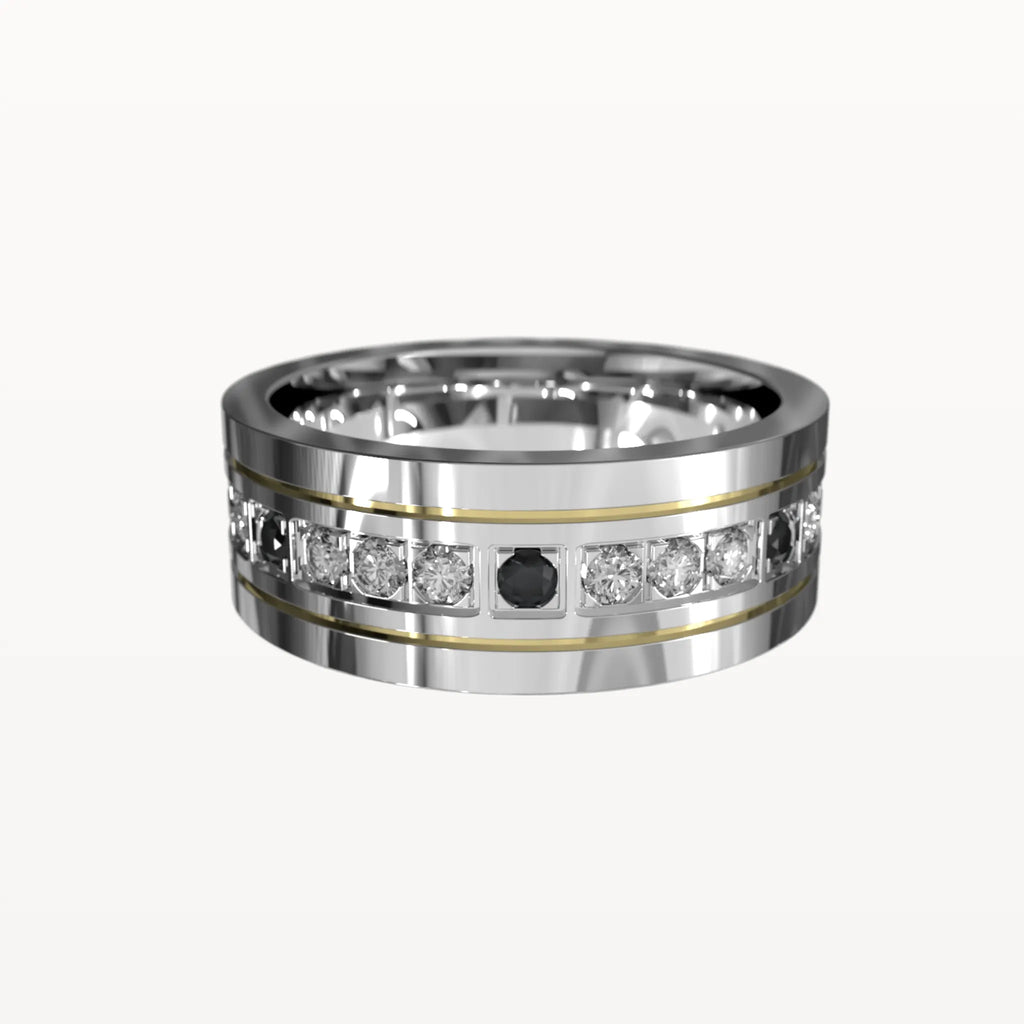 Polished Edge Contrast Diamond Band - Eden & Co