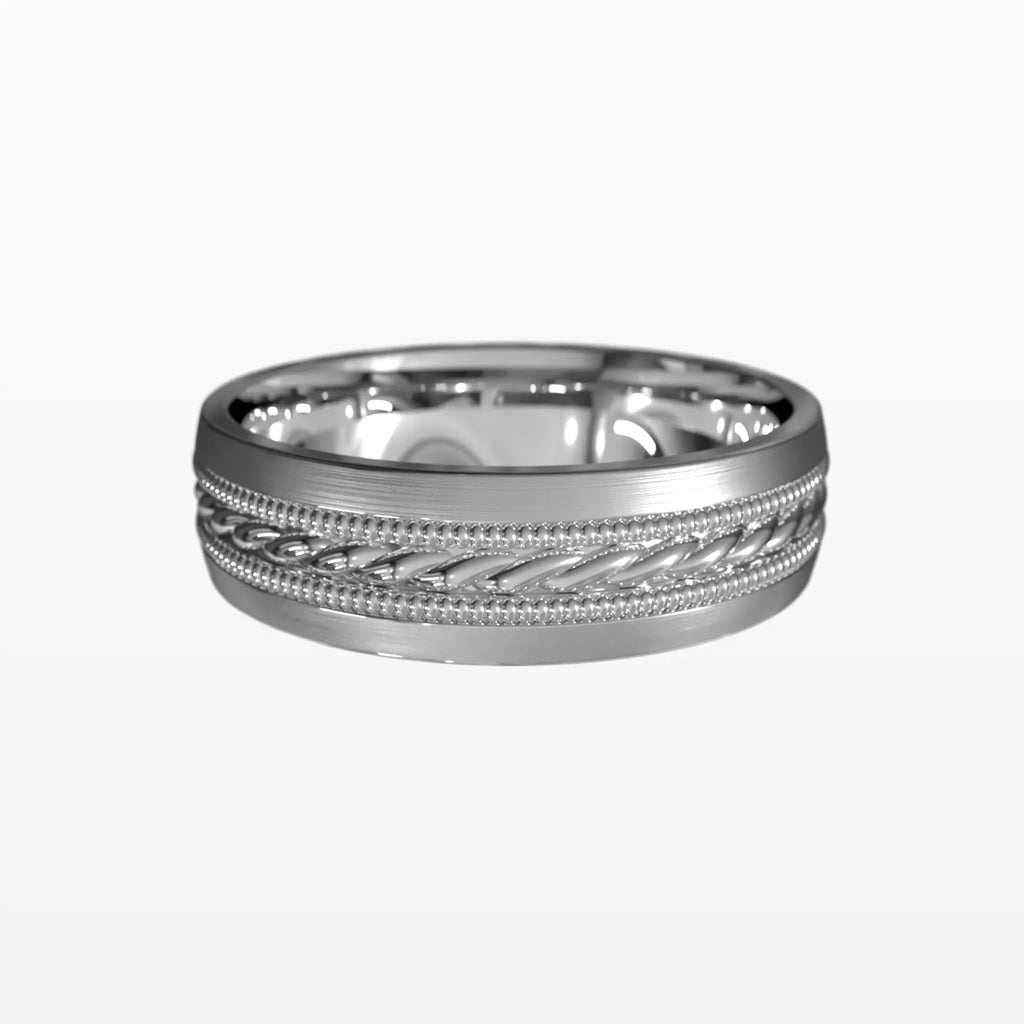 Dual Channel Milgrain Rope Patterned Band
