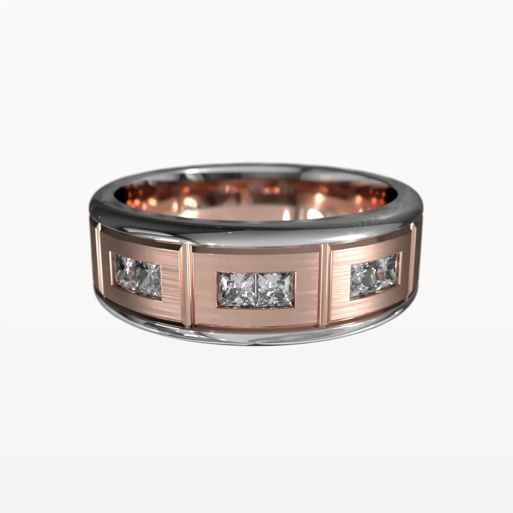 Half Round Princess Cut Trio Diamond Band