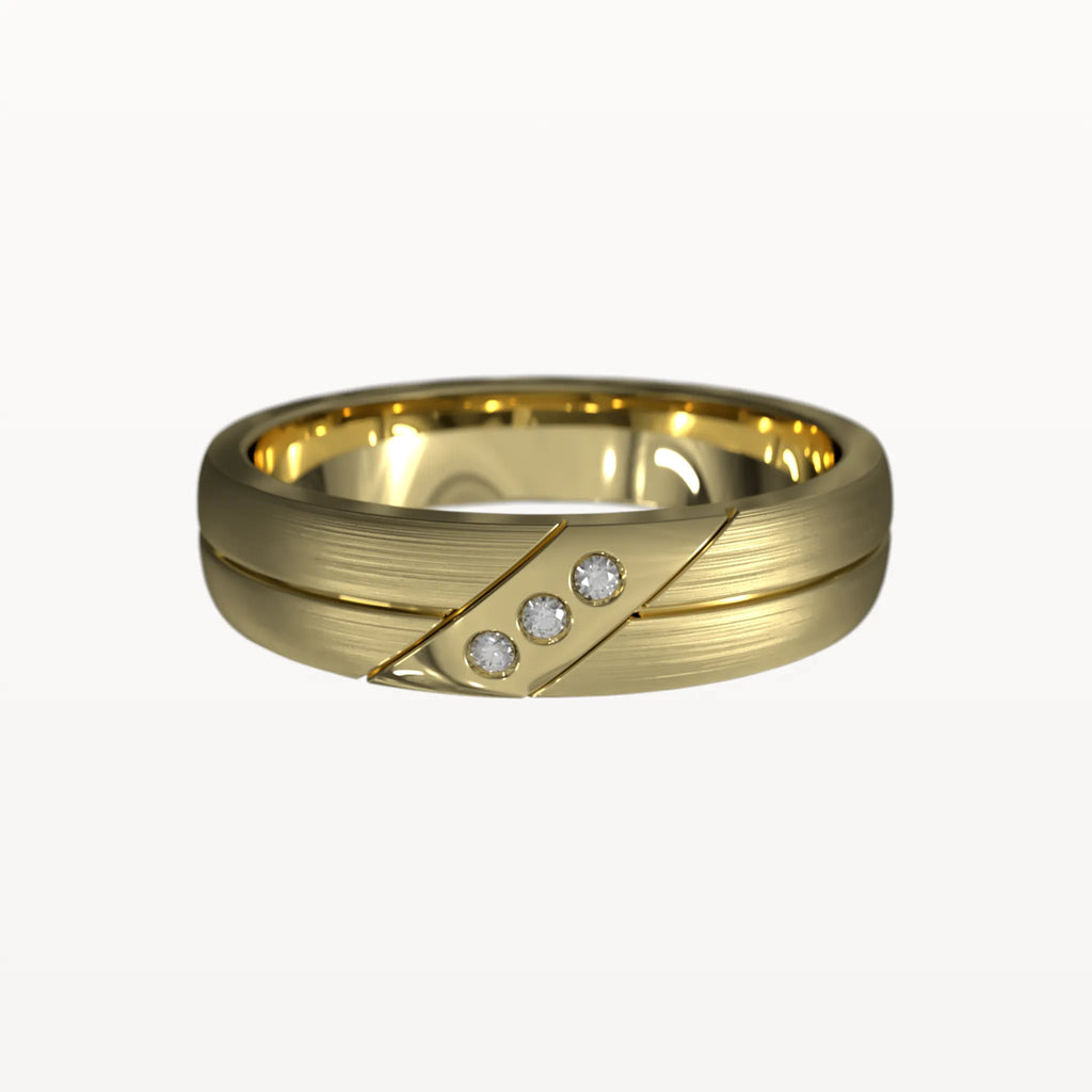 Three Diamond Brushed Channel Ring - Eden & Co