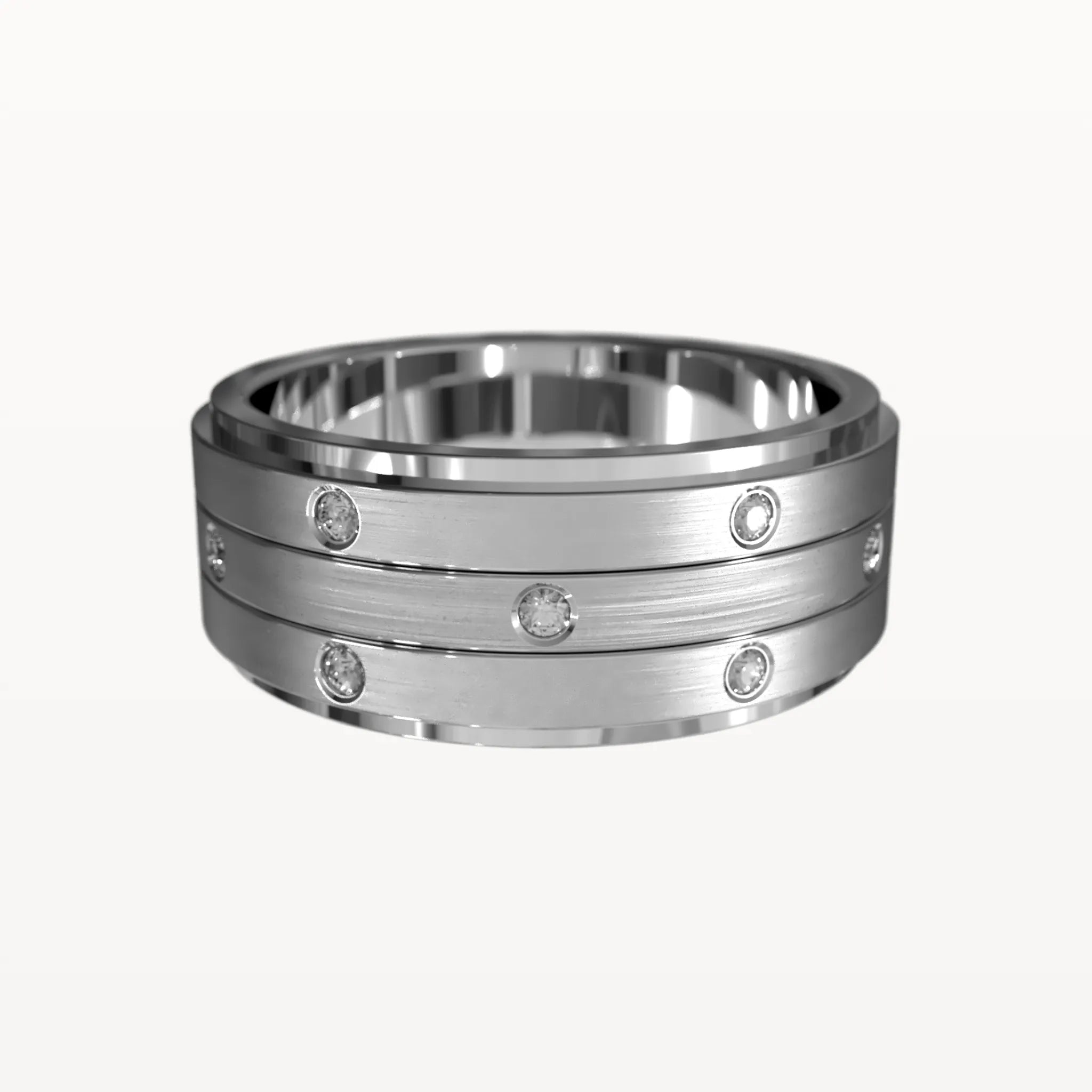 Three Tier Brushed Diamond Band - Eden & Co