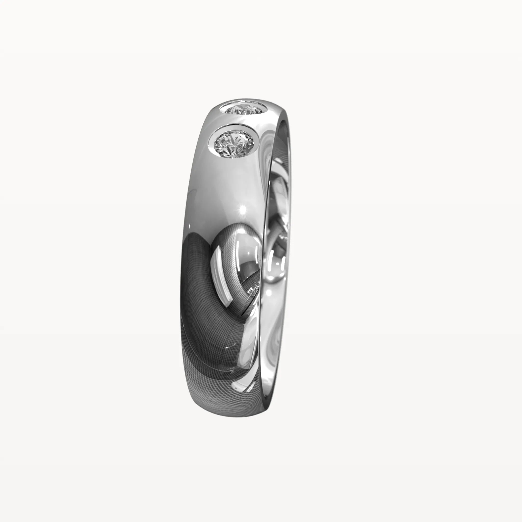 Half Round Trio Flush Set Diamond Band - Eden & Co