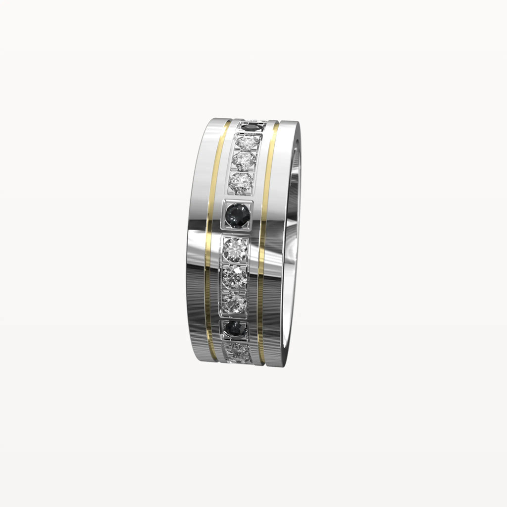 Polished Edge Contrast Diamond Band - Eden & Co