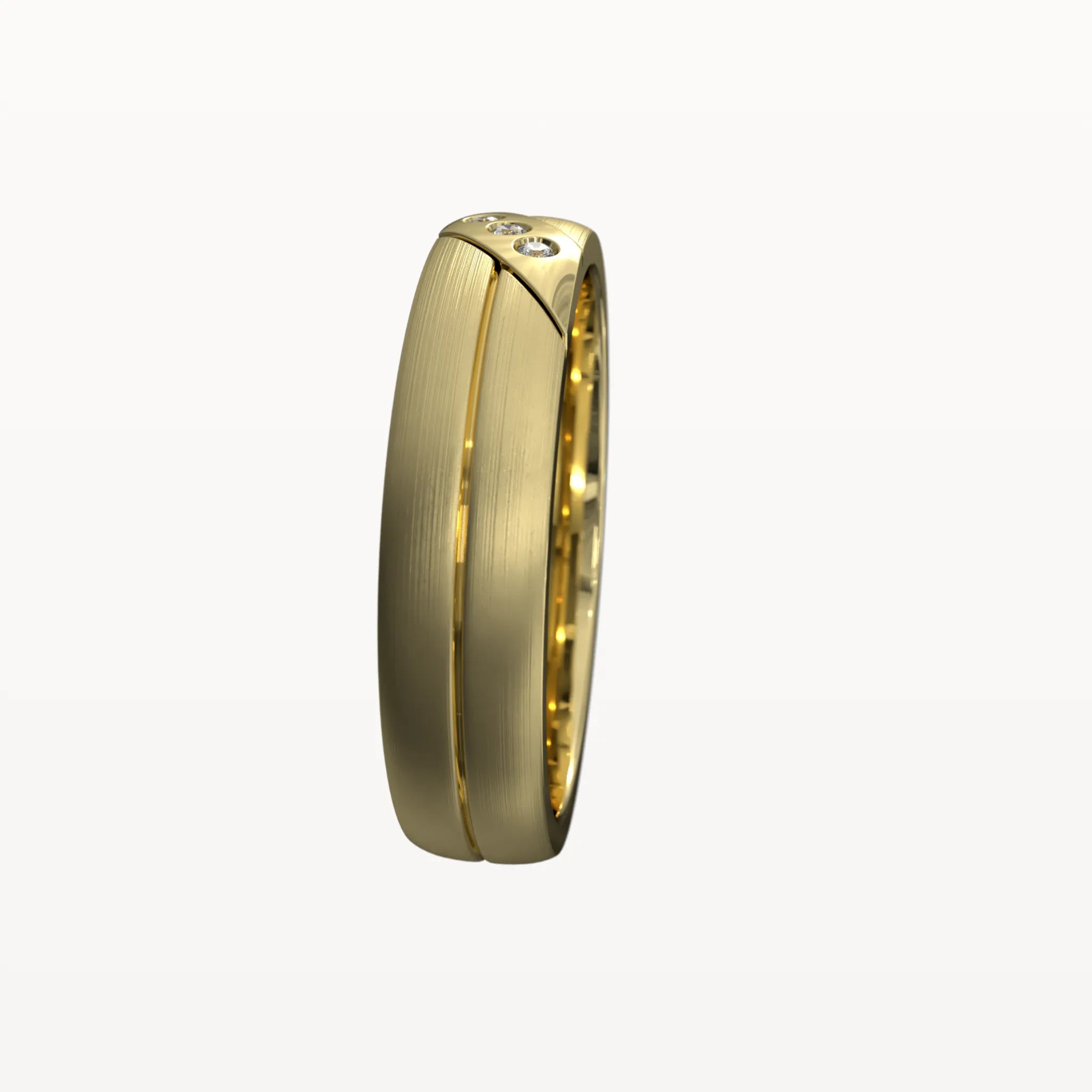 Three Diamond Brushed Channel Ring