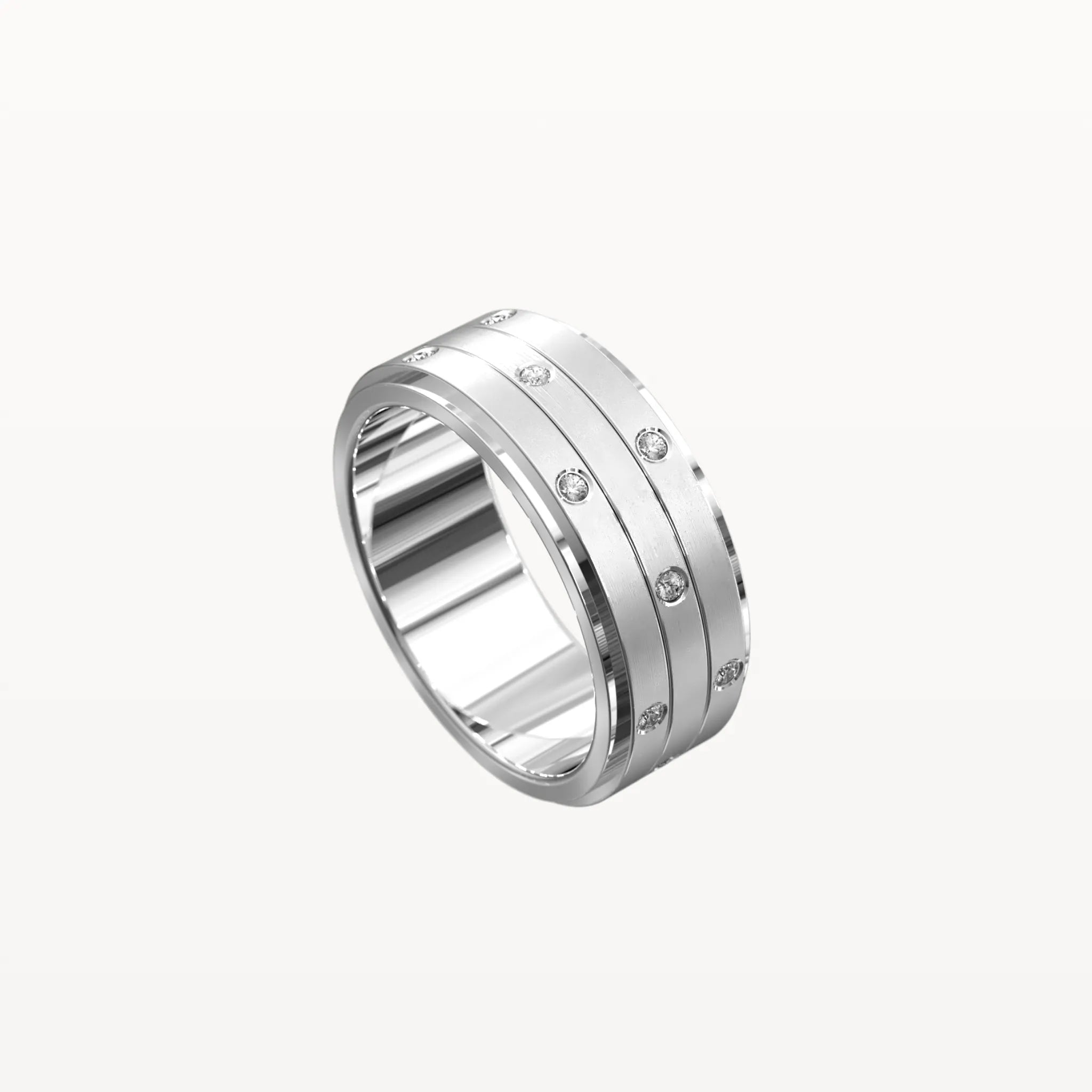 Three Tier Brushed Diamond Band