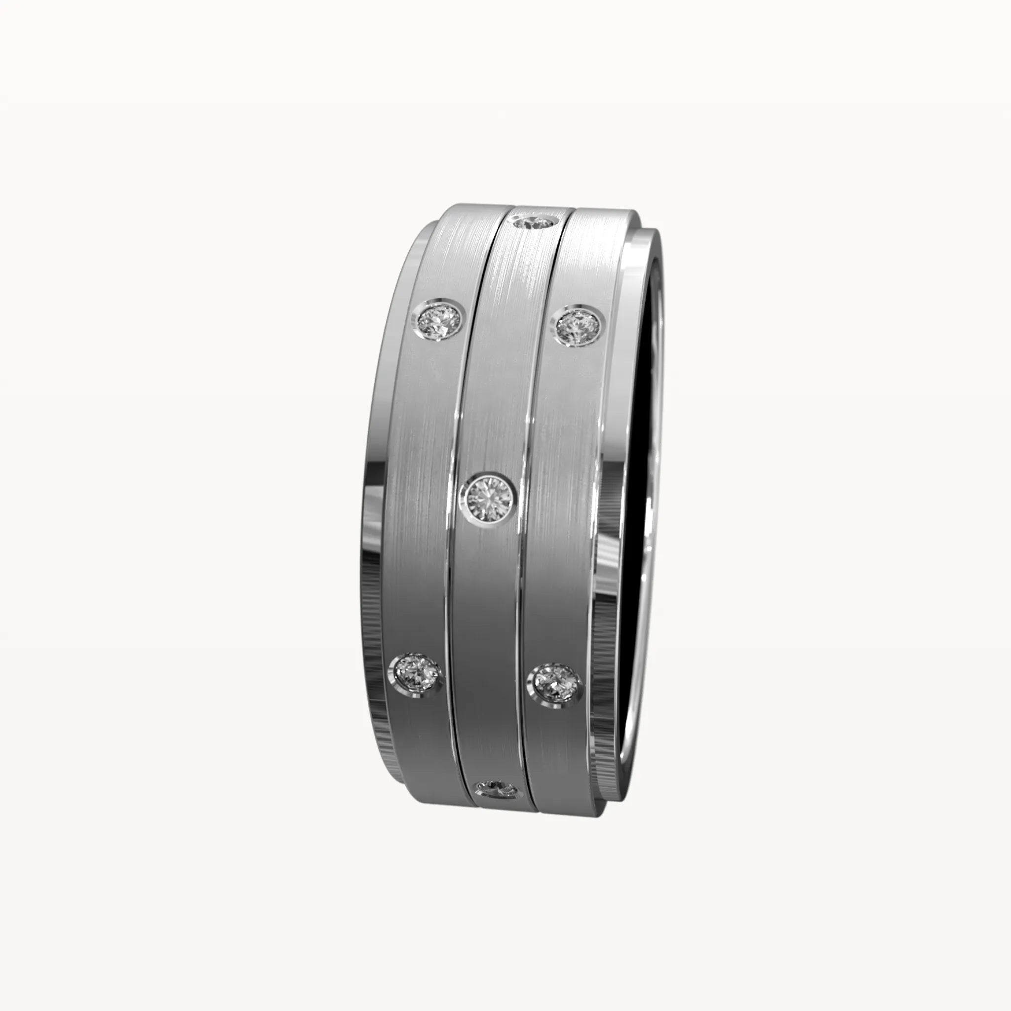 Three Tier Brushed Diamond Band