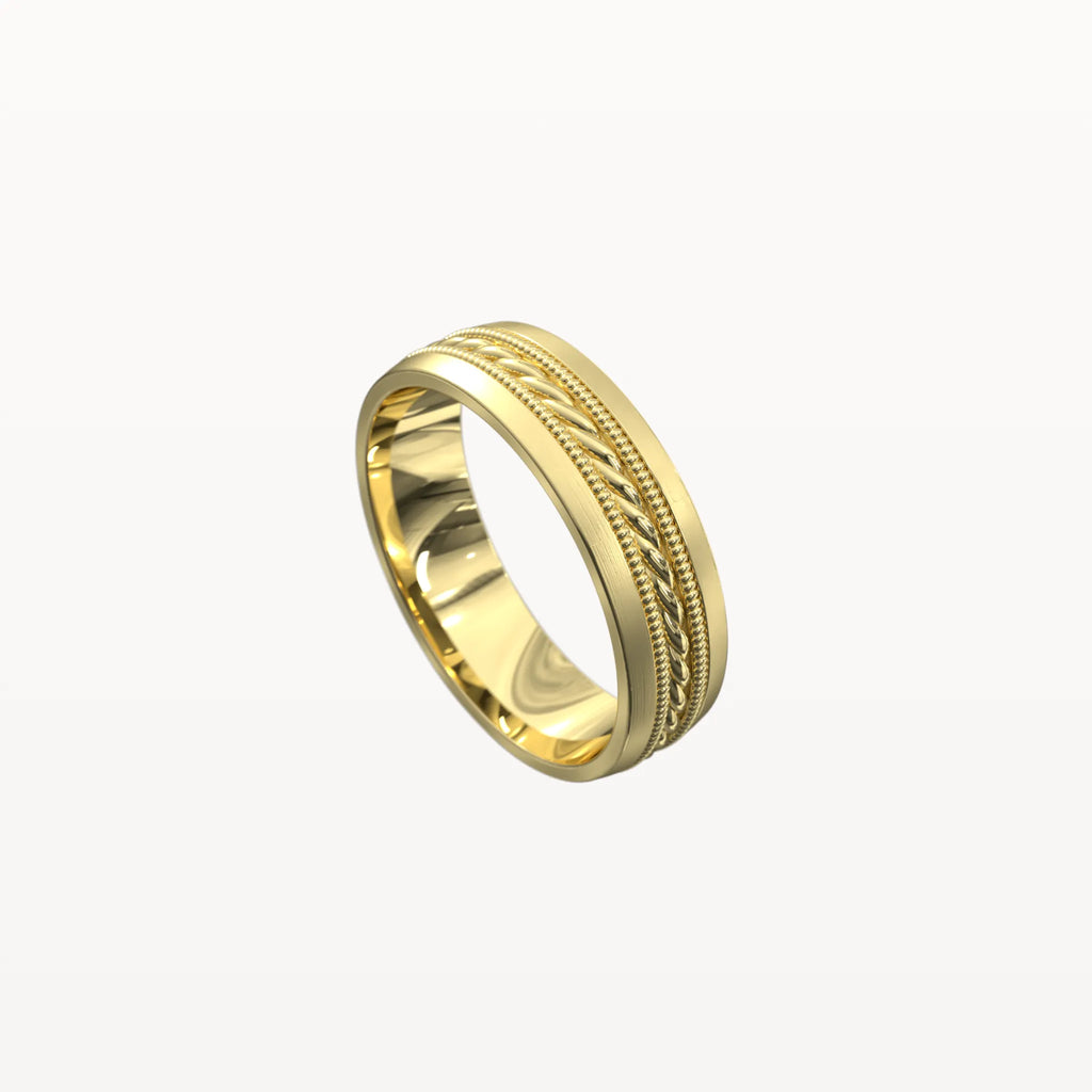 Dual Channel Milgrain Rope Patterned Band