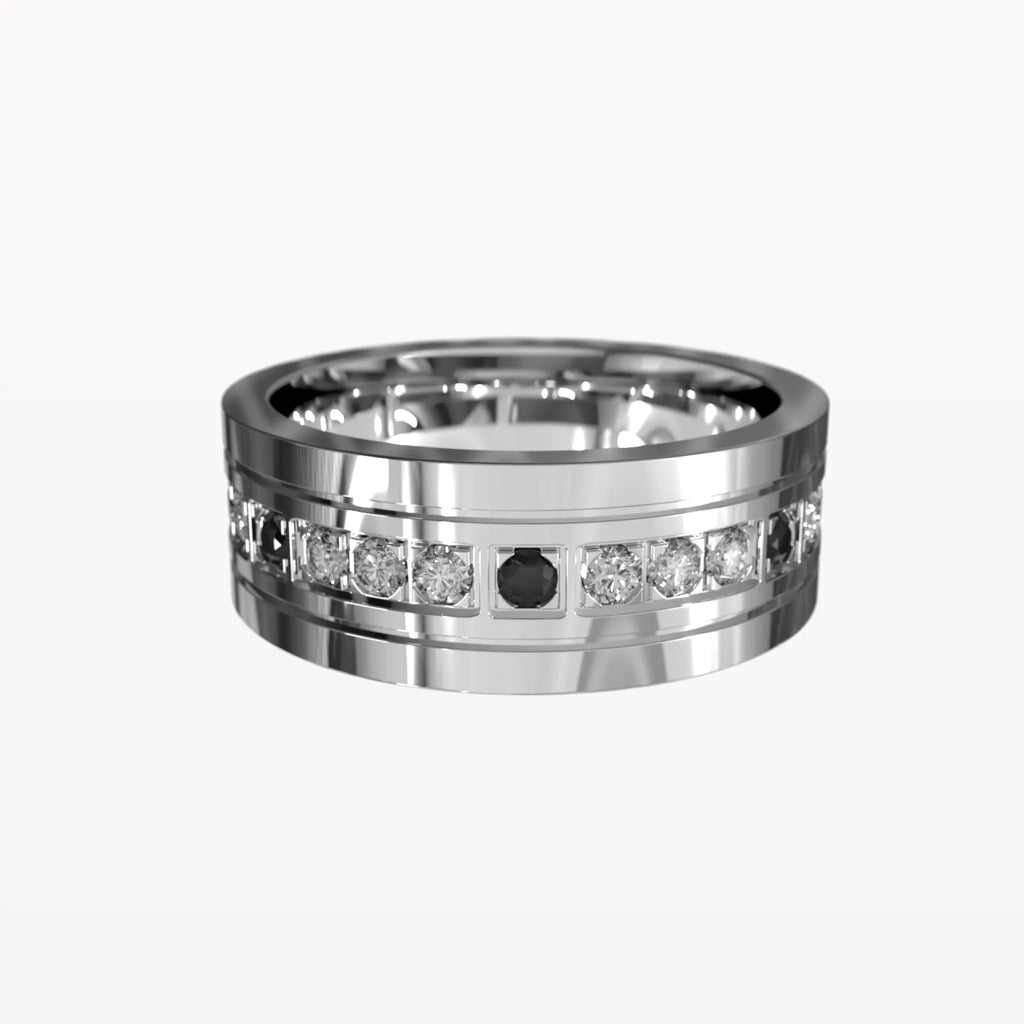 Polished Edge Contrast Diamond Band - Eden & Co