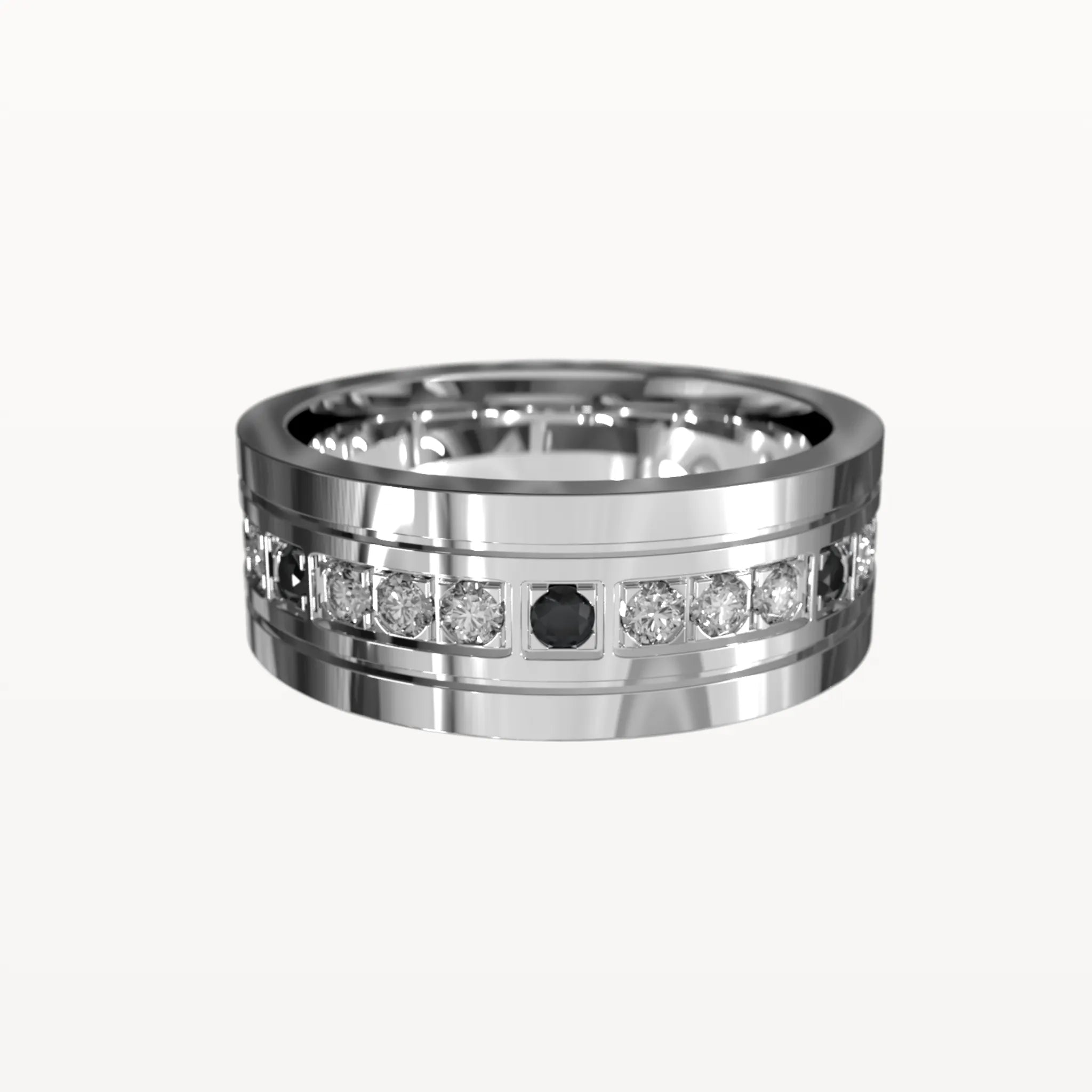 Polished Edge Contrast Diamond Band - Eden & Co