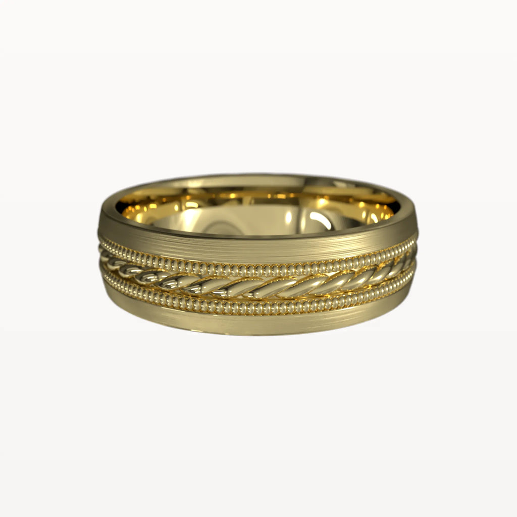 Dual Channel Milgrain Rope Patterned Band