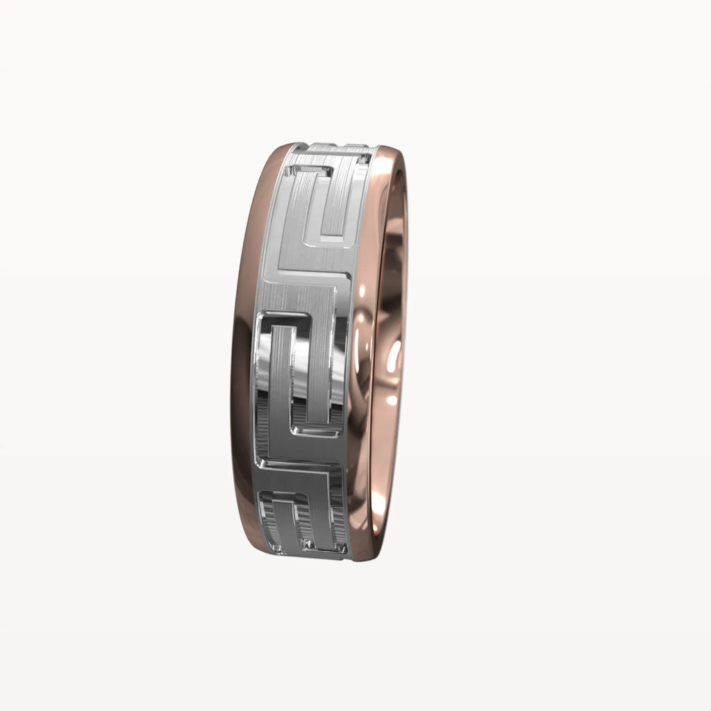 Brushed Greek Key Pattern Band