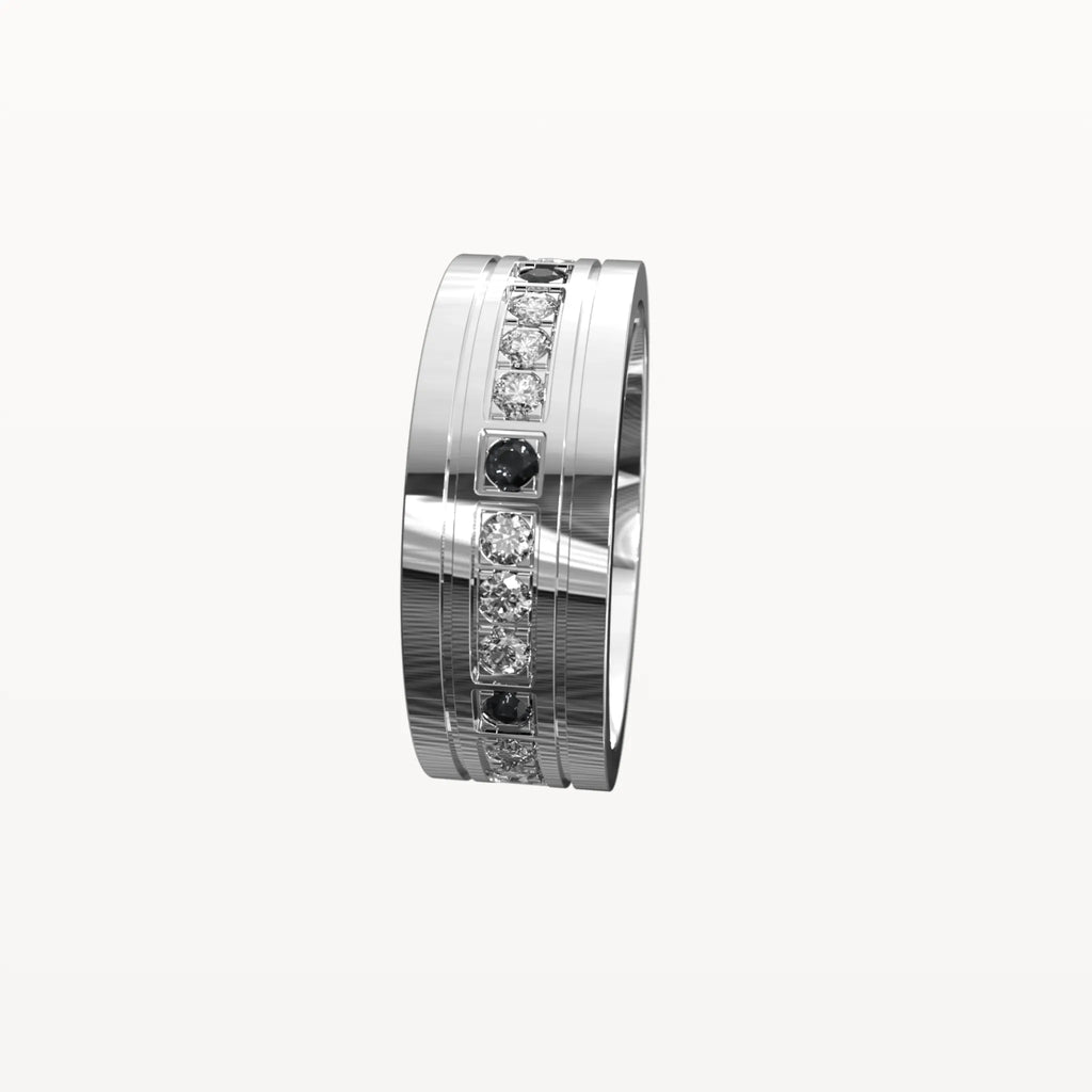 Polished Edge Contrast Diamond Band - Eden & Co
