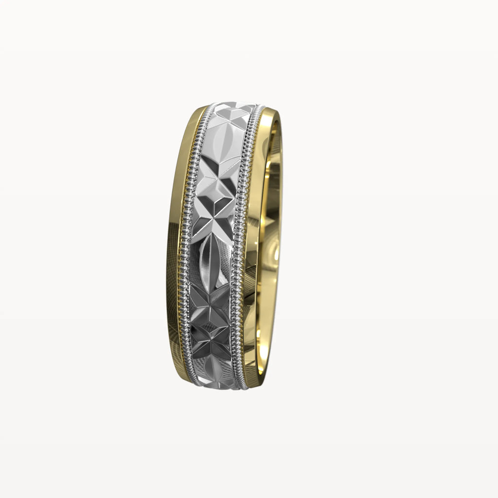Dual Channel Milgrain Facet Band - Eden & Co