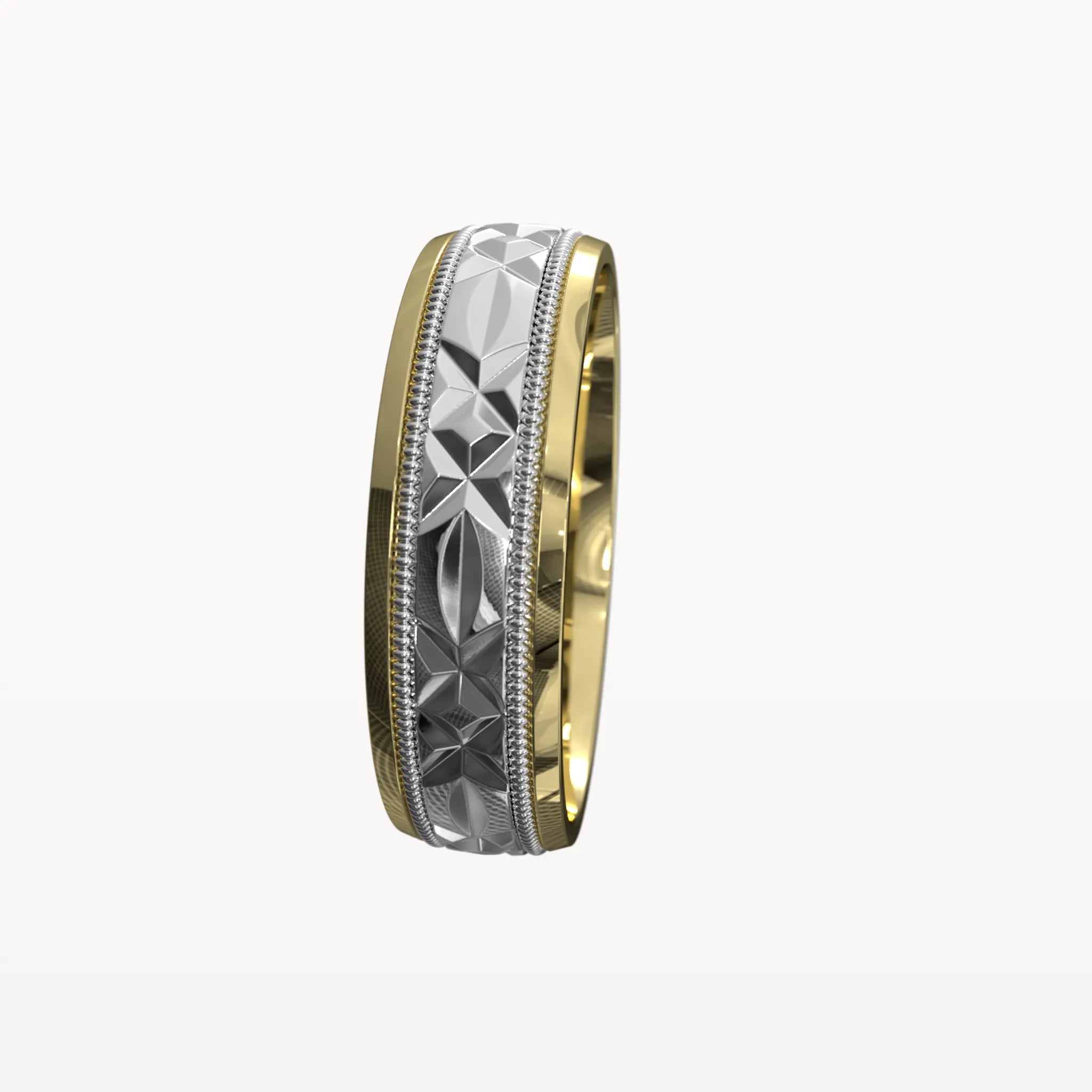 Dual Channel Milgrain Facet Band - Eden & Co