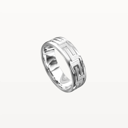 Brushed Greek Key Pattern Band