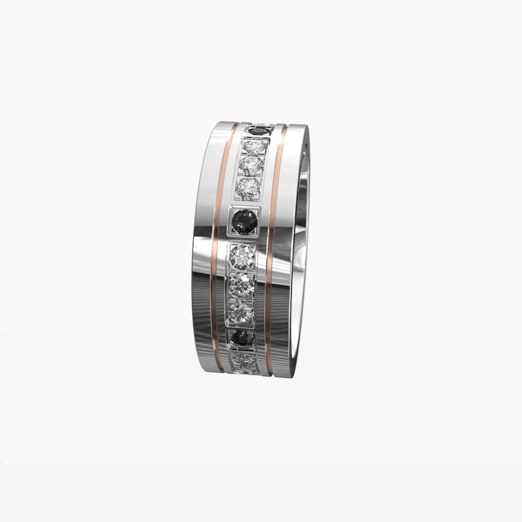 Polished Edge Contrast Diamond Band