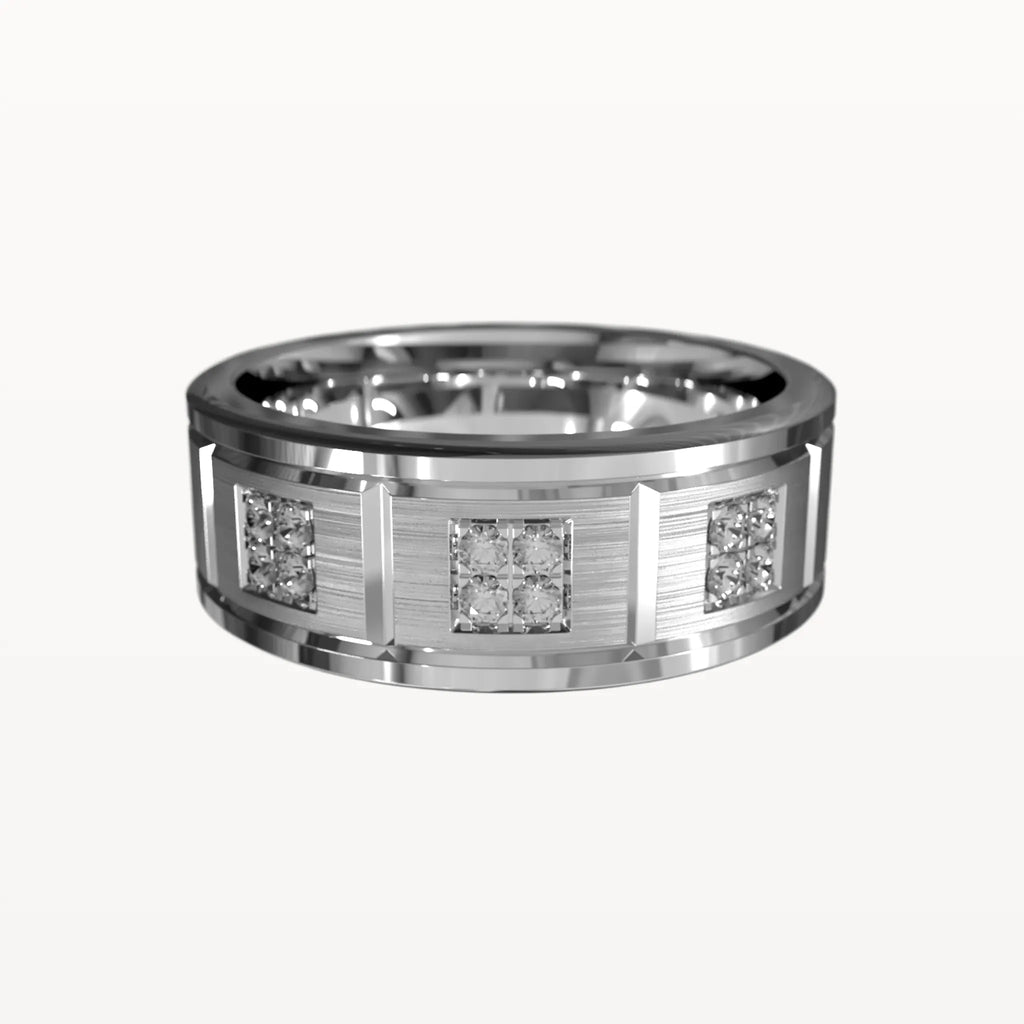 Geometric Square-Set Diamond Band