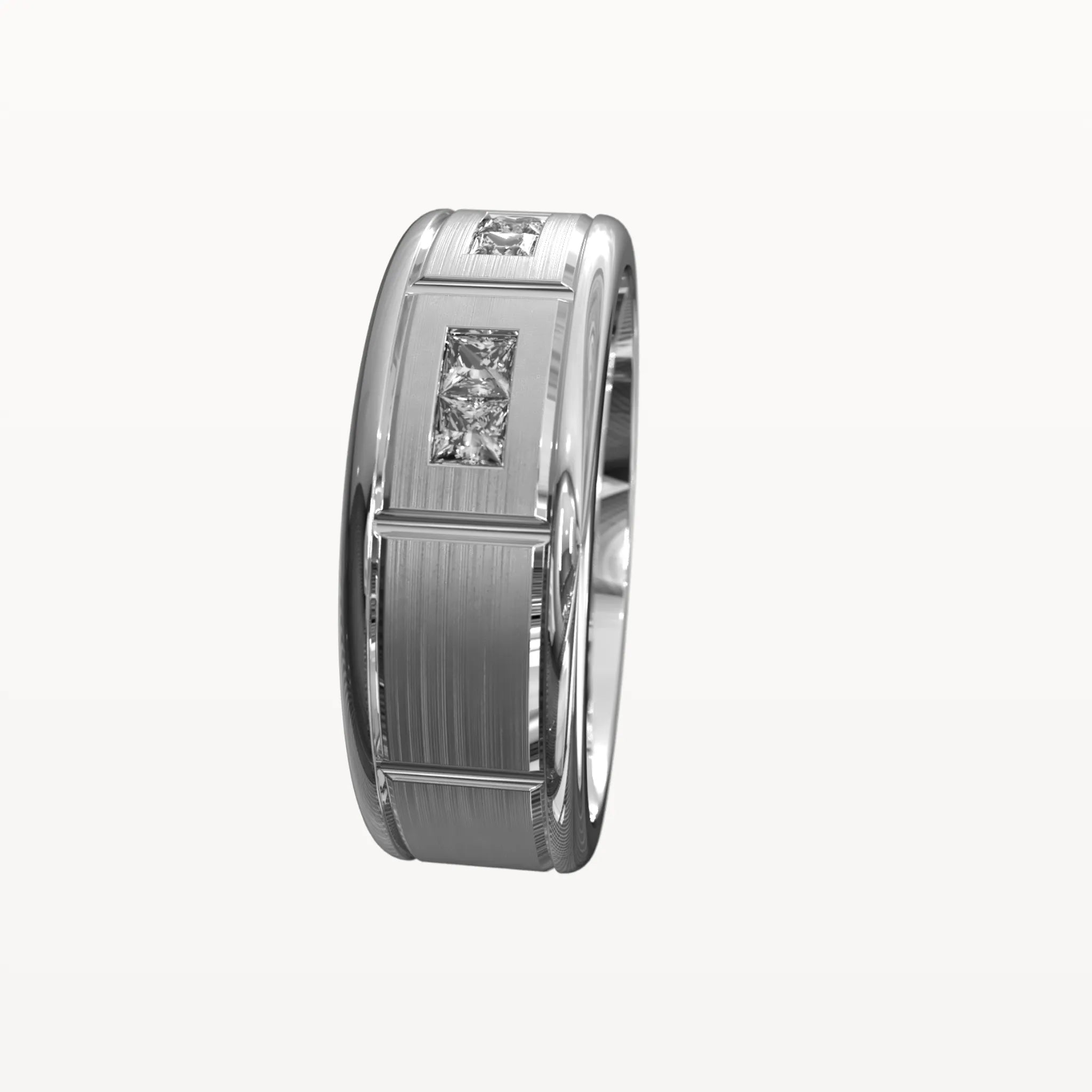 Half Round Princess Cut Trio Diamond Band