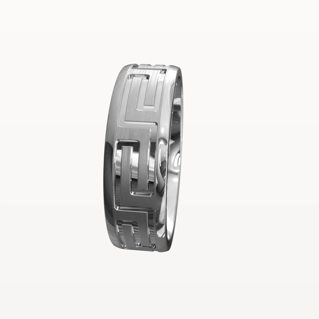 Brushed Greek Key Pattern Band