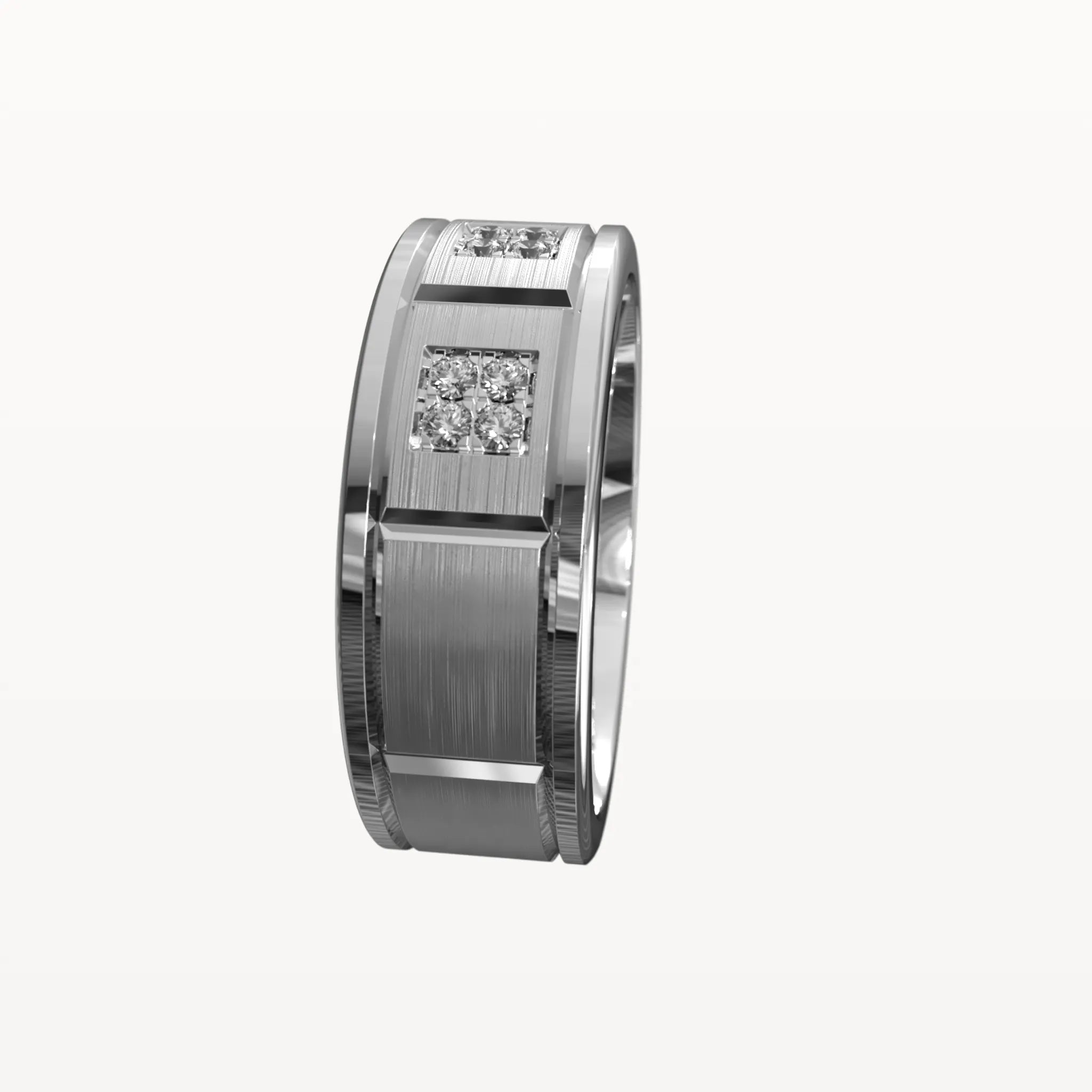Geometric Square-Set Diamond Band