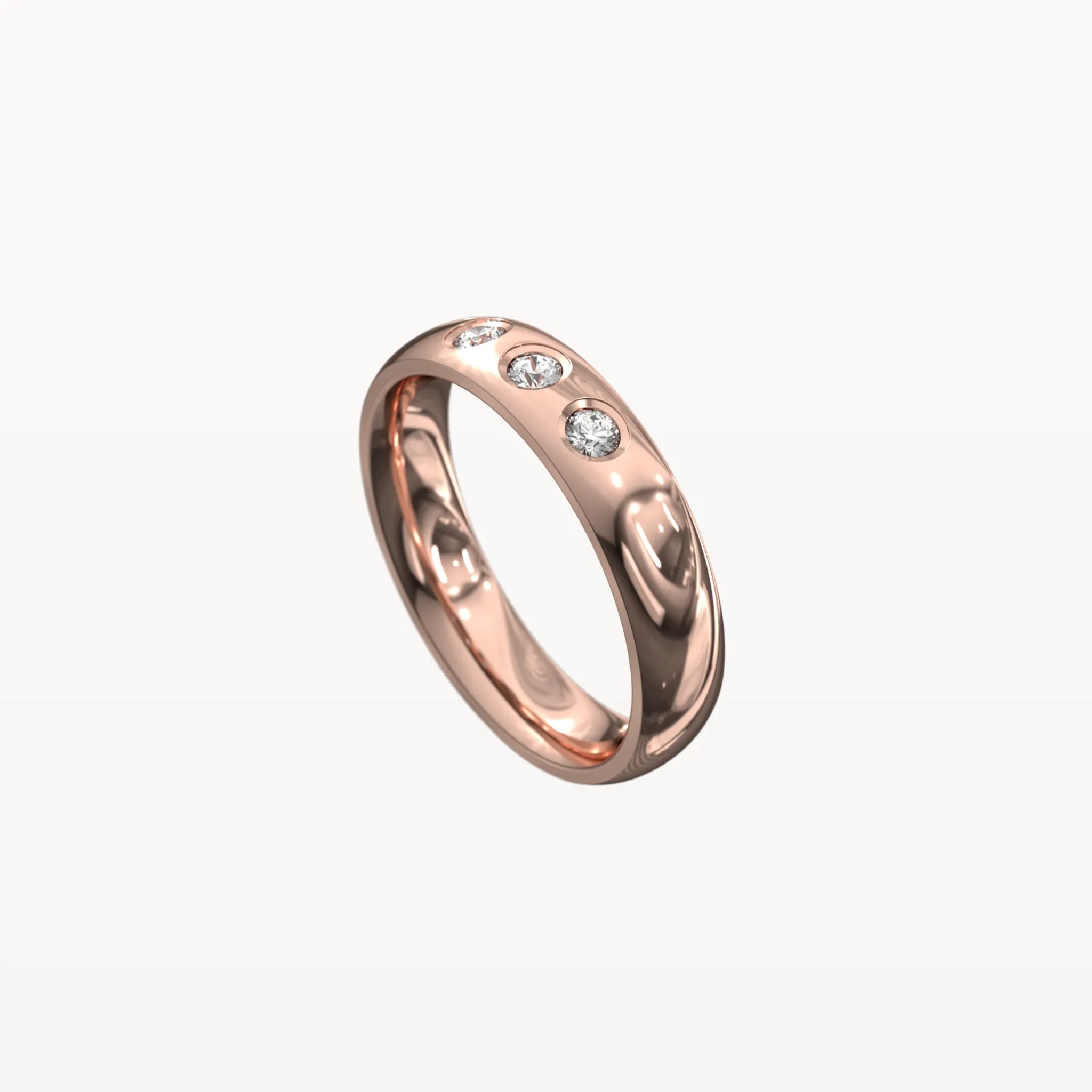 Half Round Trio Flush Set Diamond Band