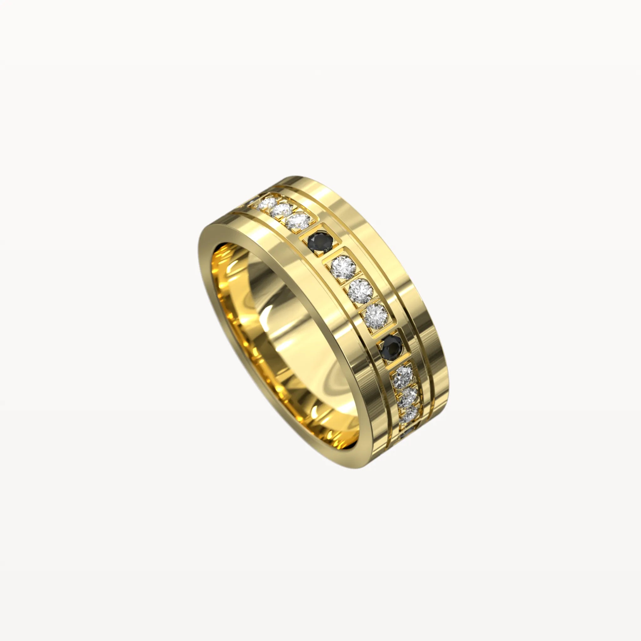 Polished Edge Contrast Diamond Band