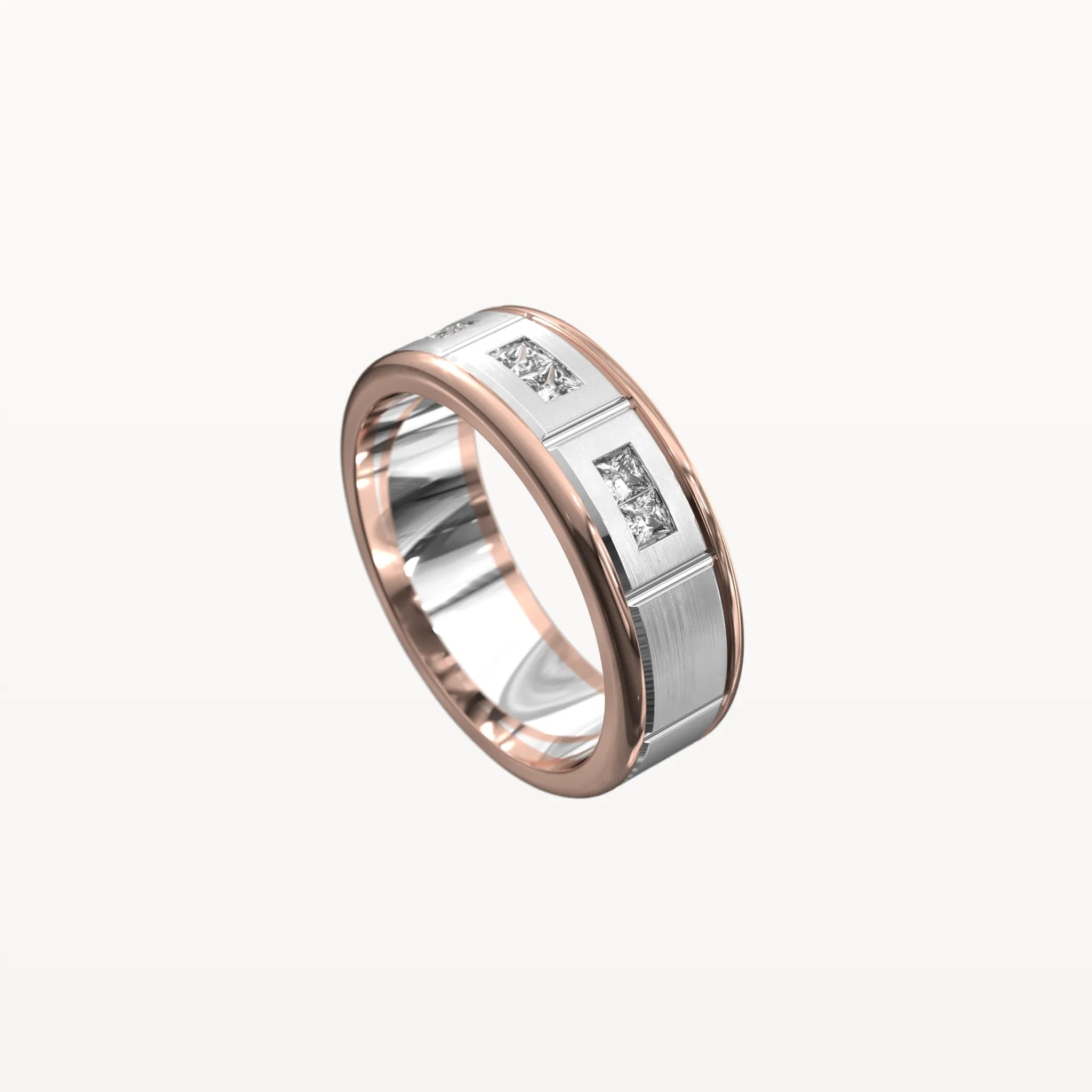 Half Round Princess Cut Trio Diamond Band