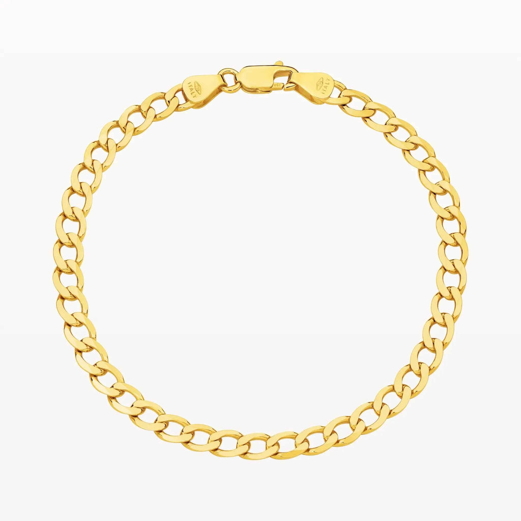 Italian Diamond Cut Flat Curb Chain Bracelet