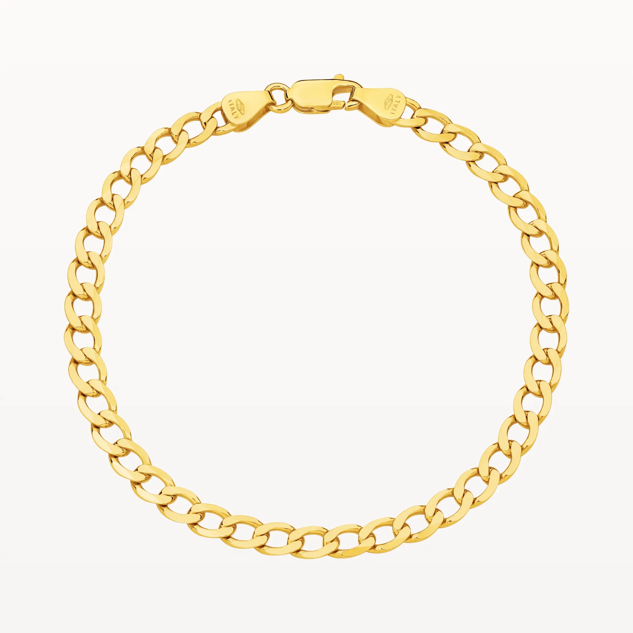 Italian Diamond Cut Flat Curb Chain Bracelet