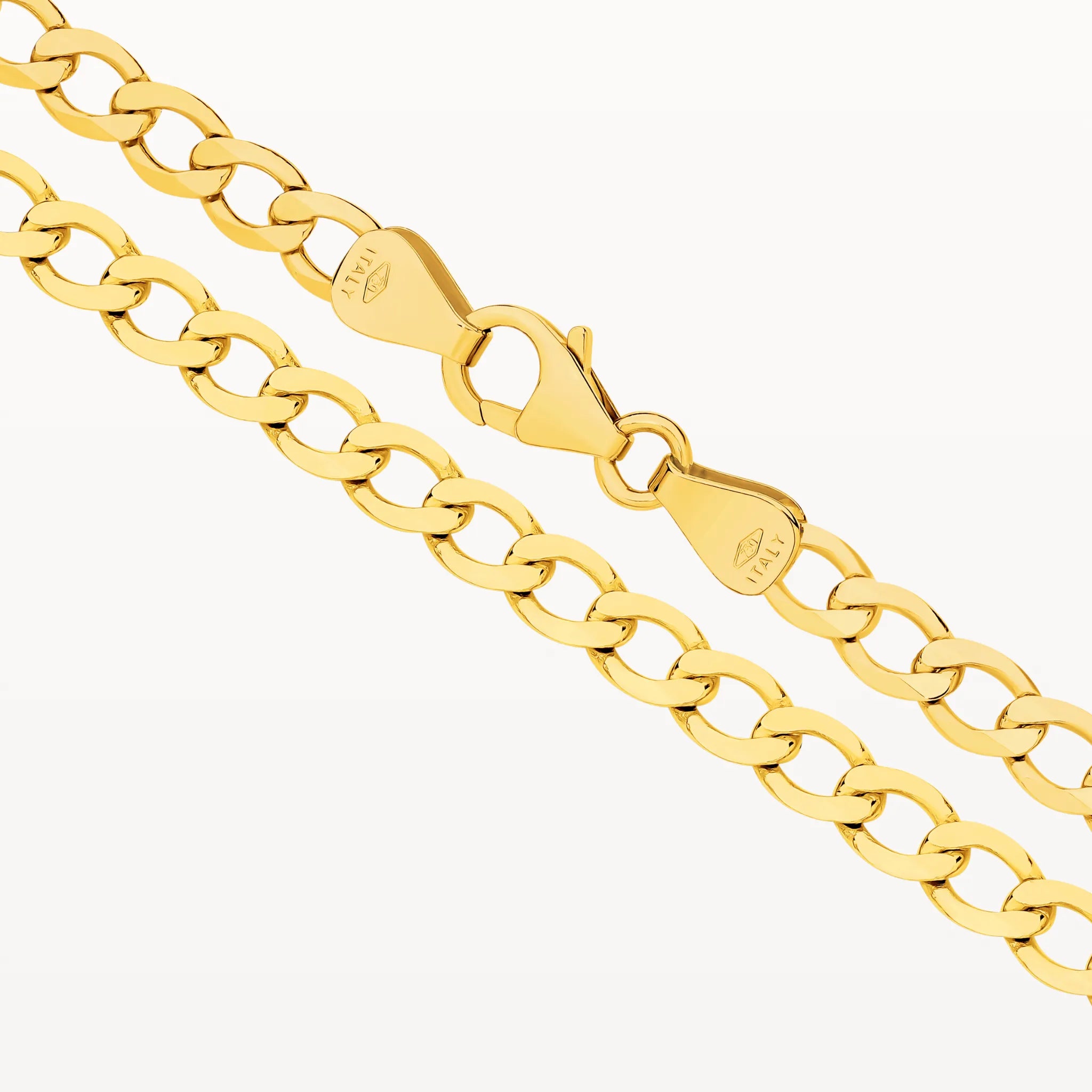 Yellow Gold Diamond Cut Flat Curb