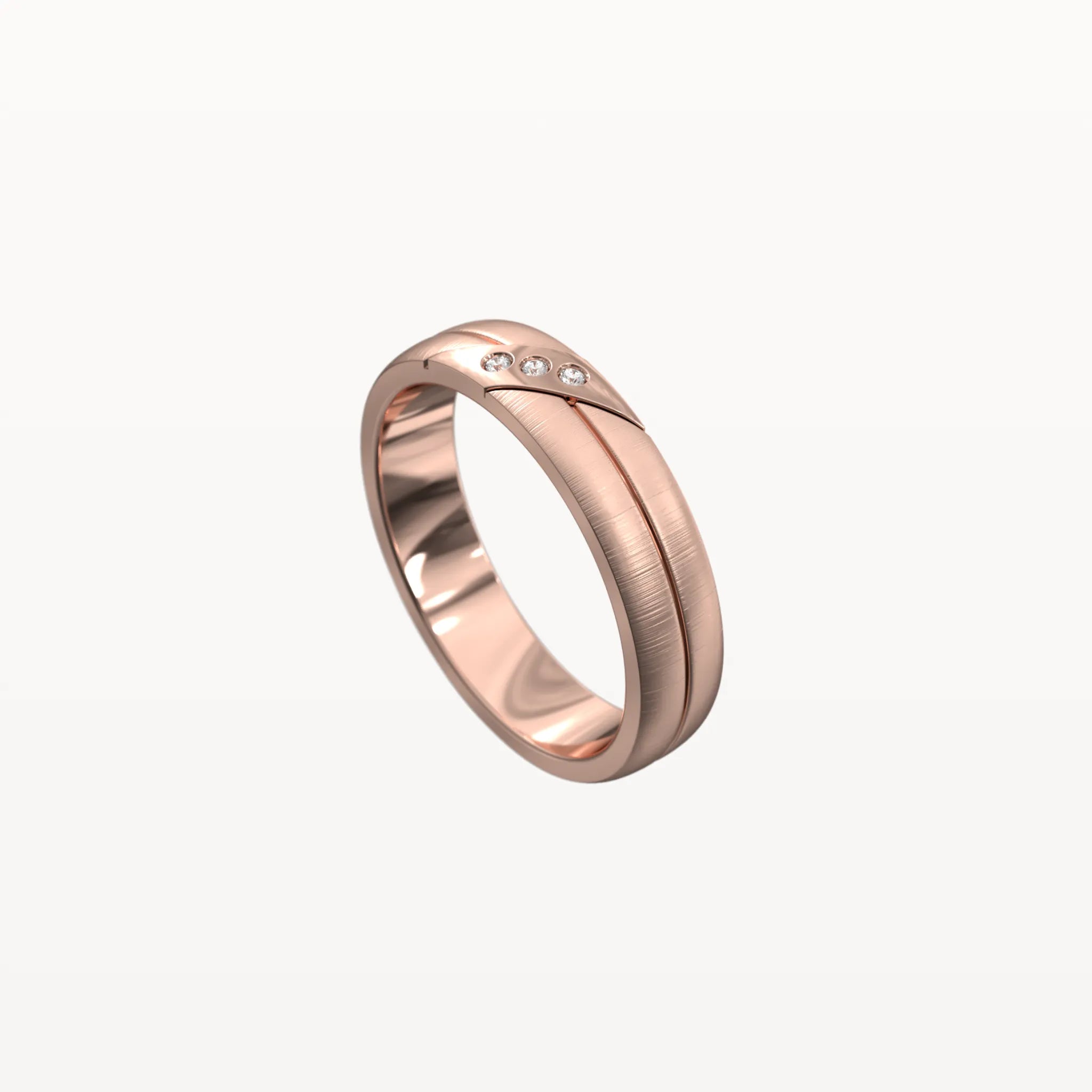 Three Diamond Brushed Channel Ring
