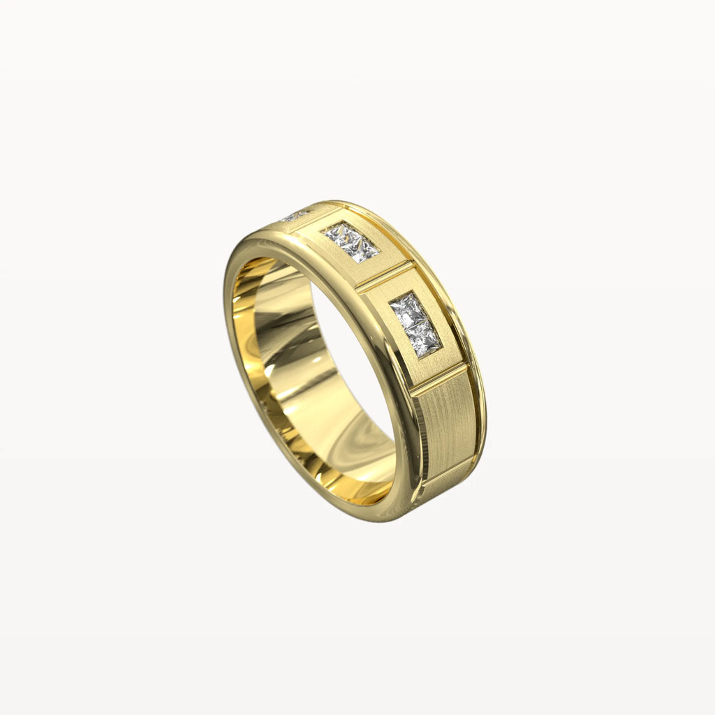Half Round Princess Cut Trio Diamond Band