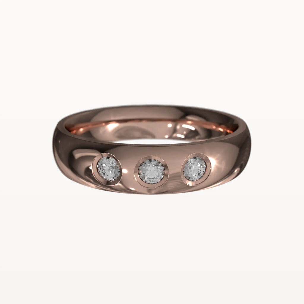 Half Round Trio Flush Set Diamond Band - Eden & Co