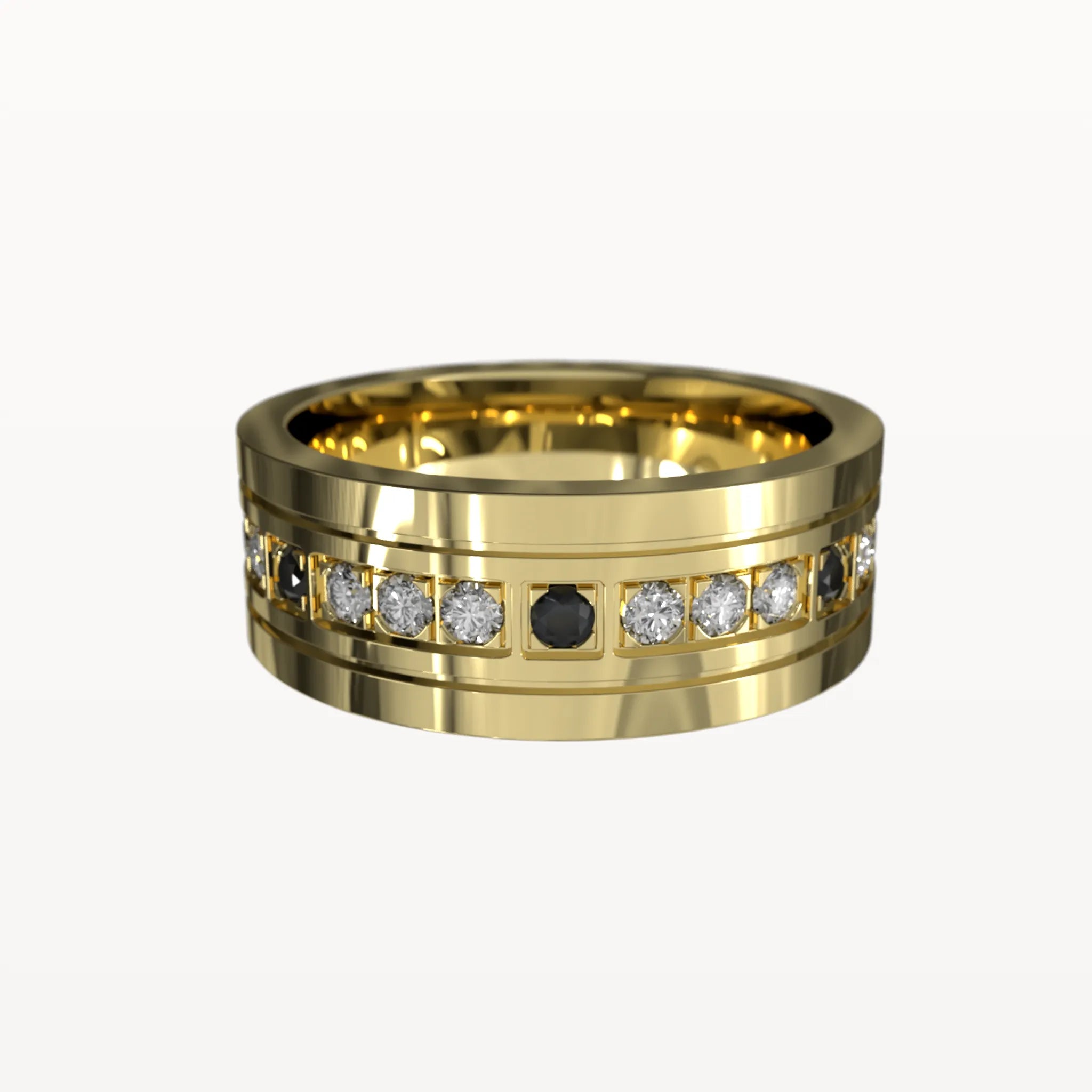 Polished Edge Contrast Diamond Band