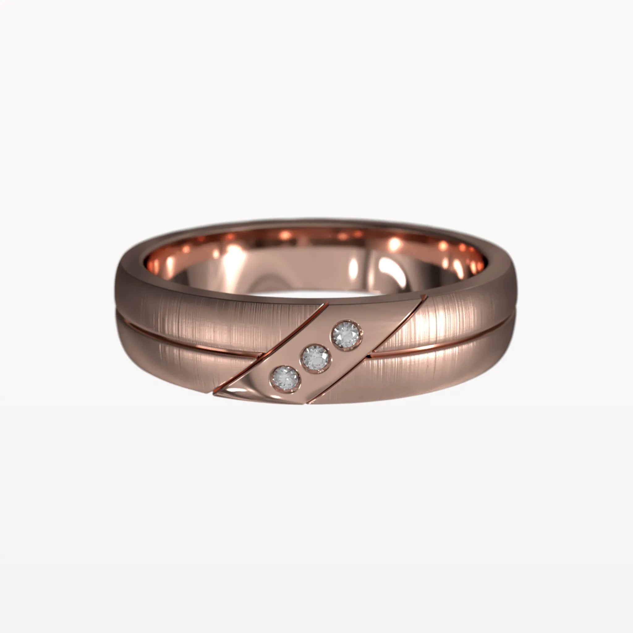 Three Diamond Brushed Channel Ring