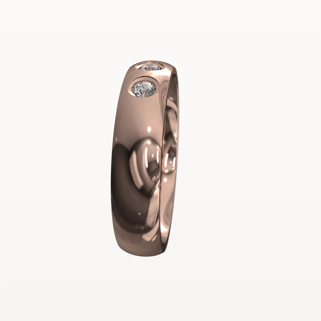 Half Round Trio Flush Set Diamond Band - Eden & Co