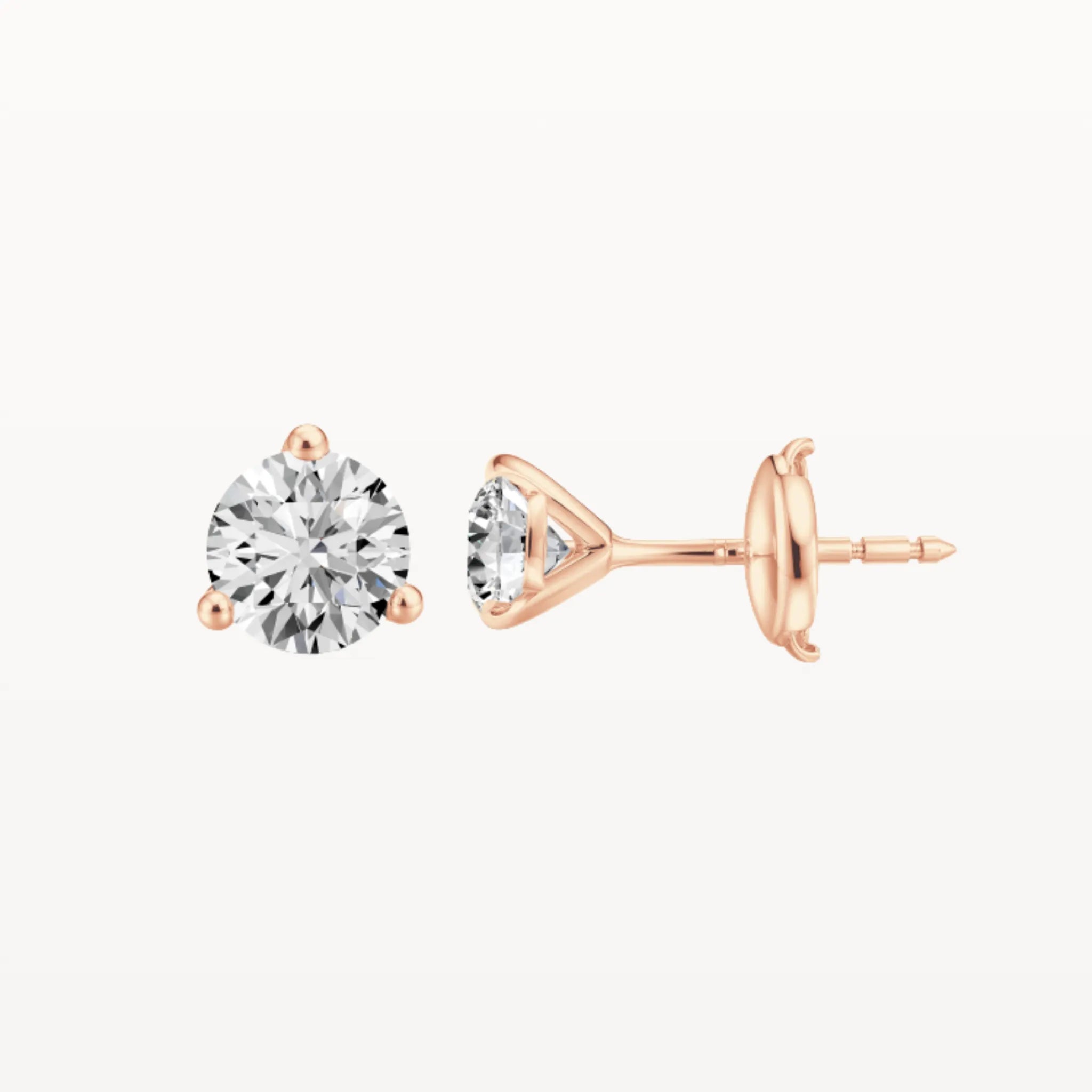 Three Claw Diamond Studs - Natural Diamond