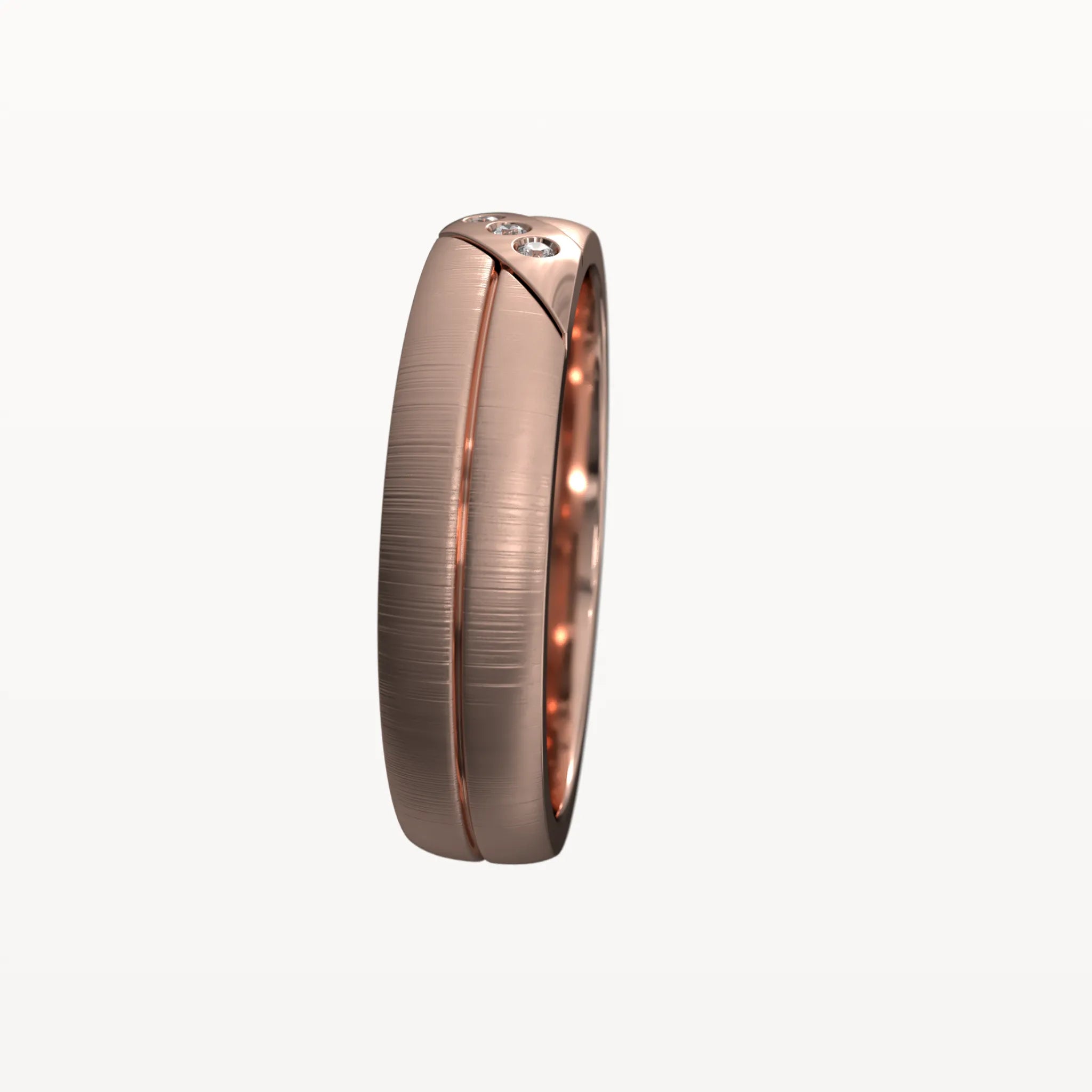 Three Diamond Brushed Channel Ring