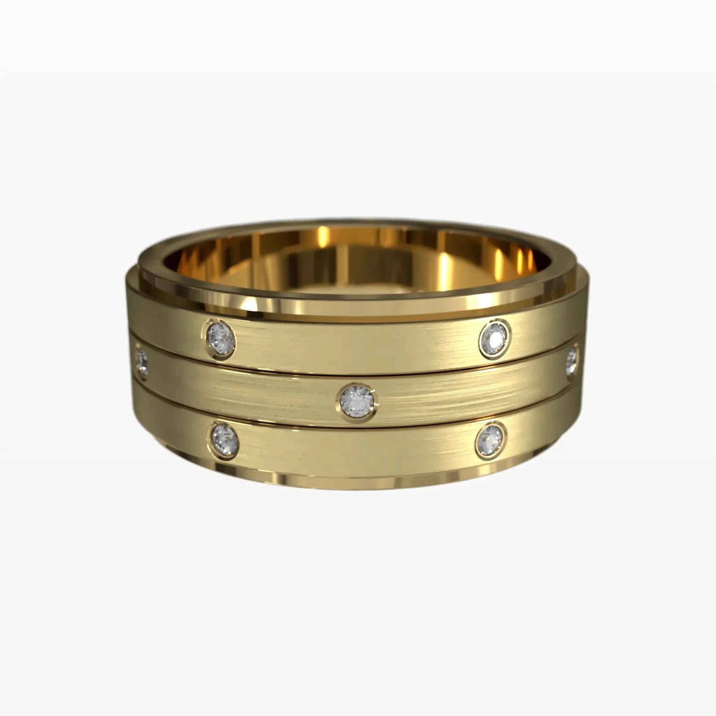 Three Tier Brushed Diamond Band