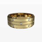 Three Tier Brushed Diamond Band