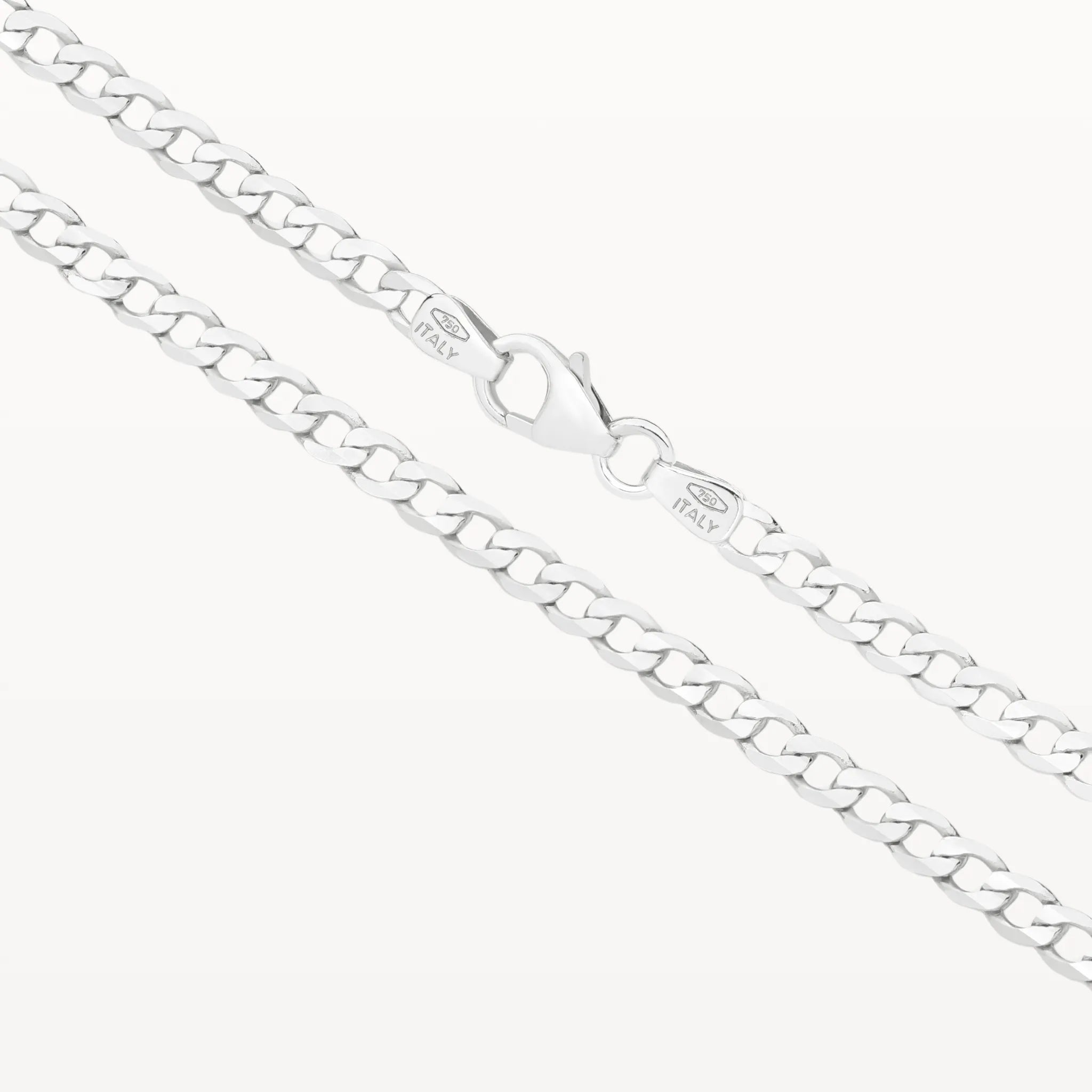 White Gold Diamond Cut Flat Curb