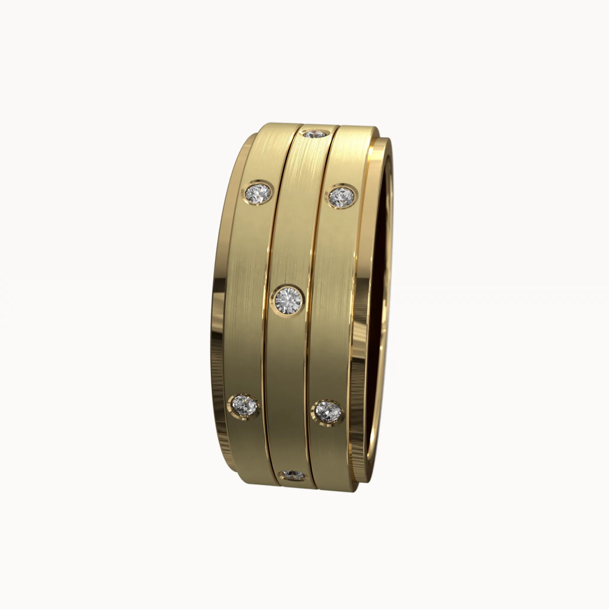 Three Tier Brushed Diamond Band - Eden & Co