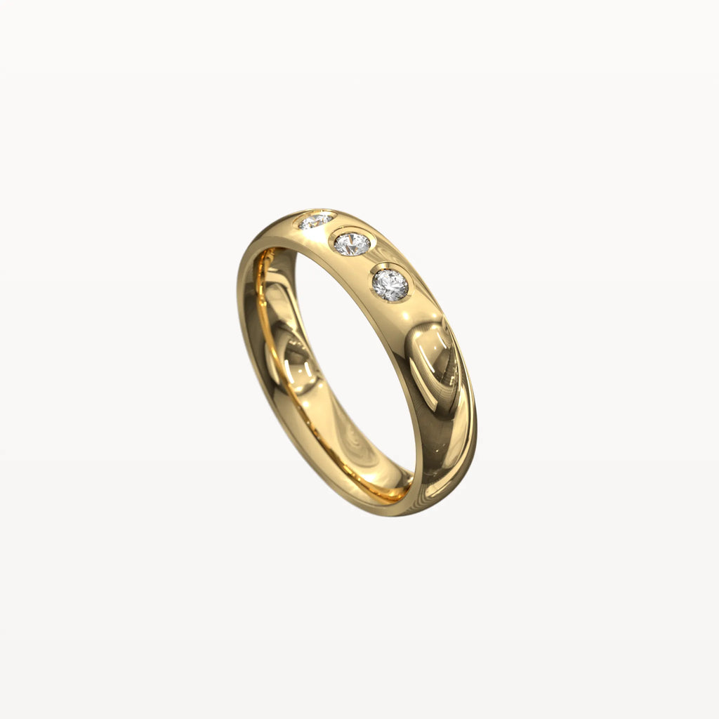 Half Round Trio Flush Set Diamond Band - Eden & Co