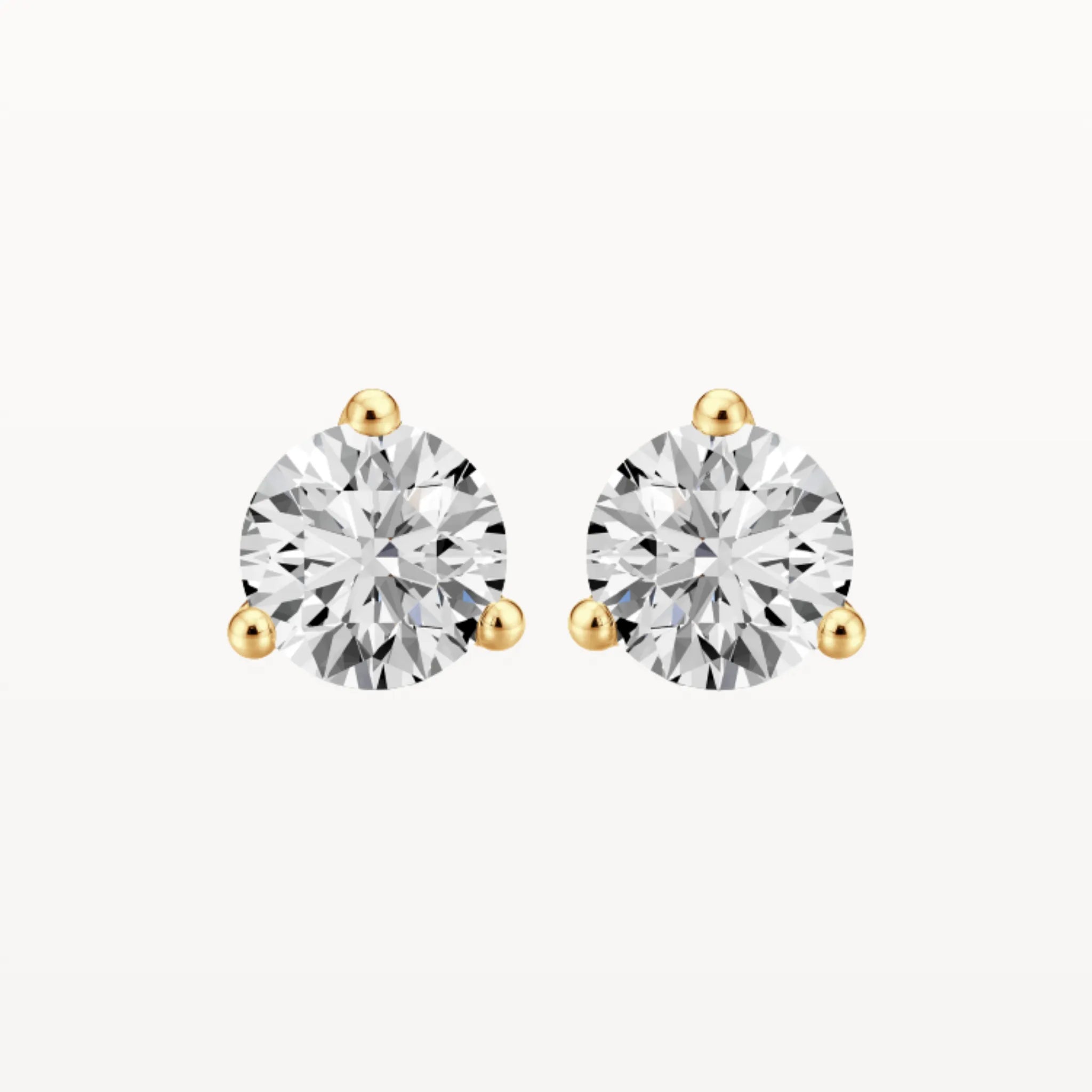Three Claw Diamond Studs - Natural Diamond