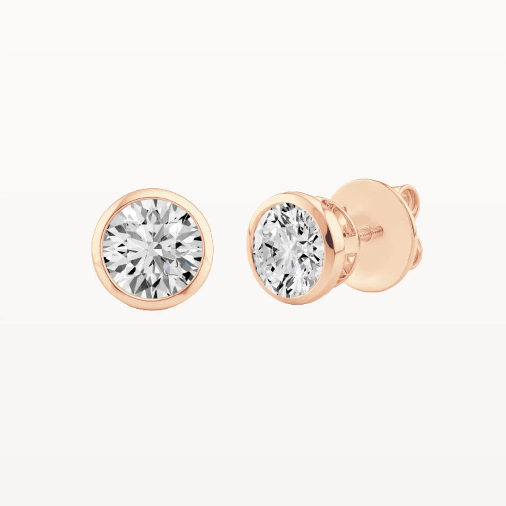 Bezel Diamond Studs - Lab Diamond