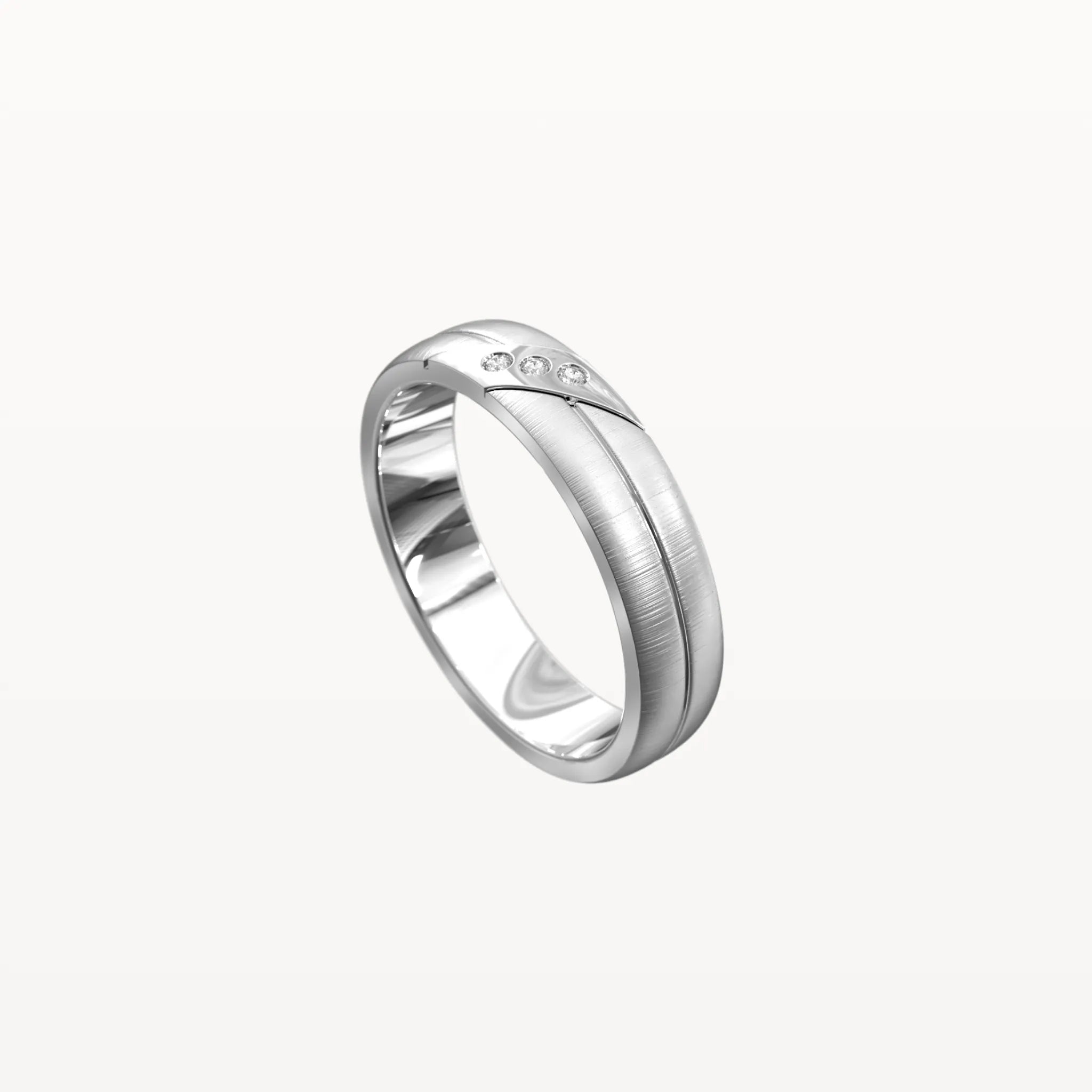 Three Diamond Brushed Channel Ring