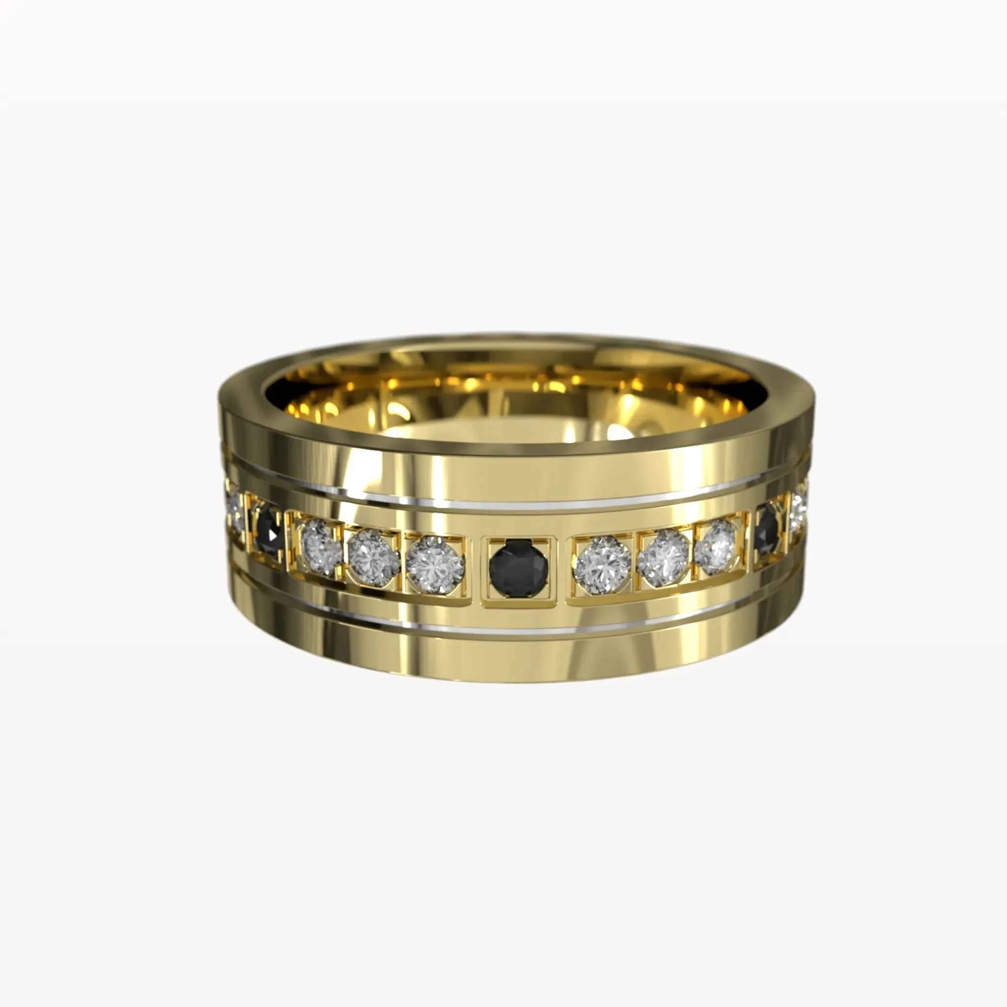 Polished Edge Contrast Diamond Band