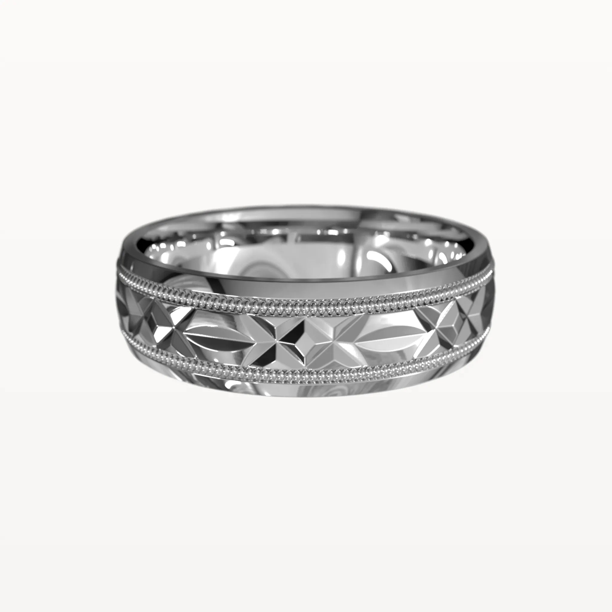 Dual Channel Milgrain Facet Band - Eden & Co